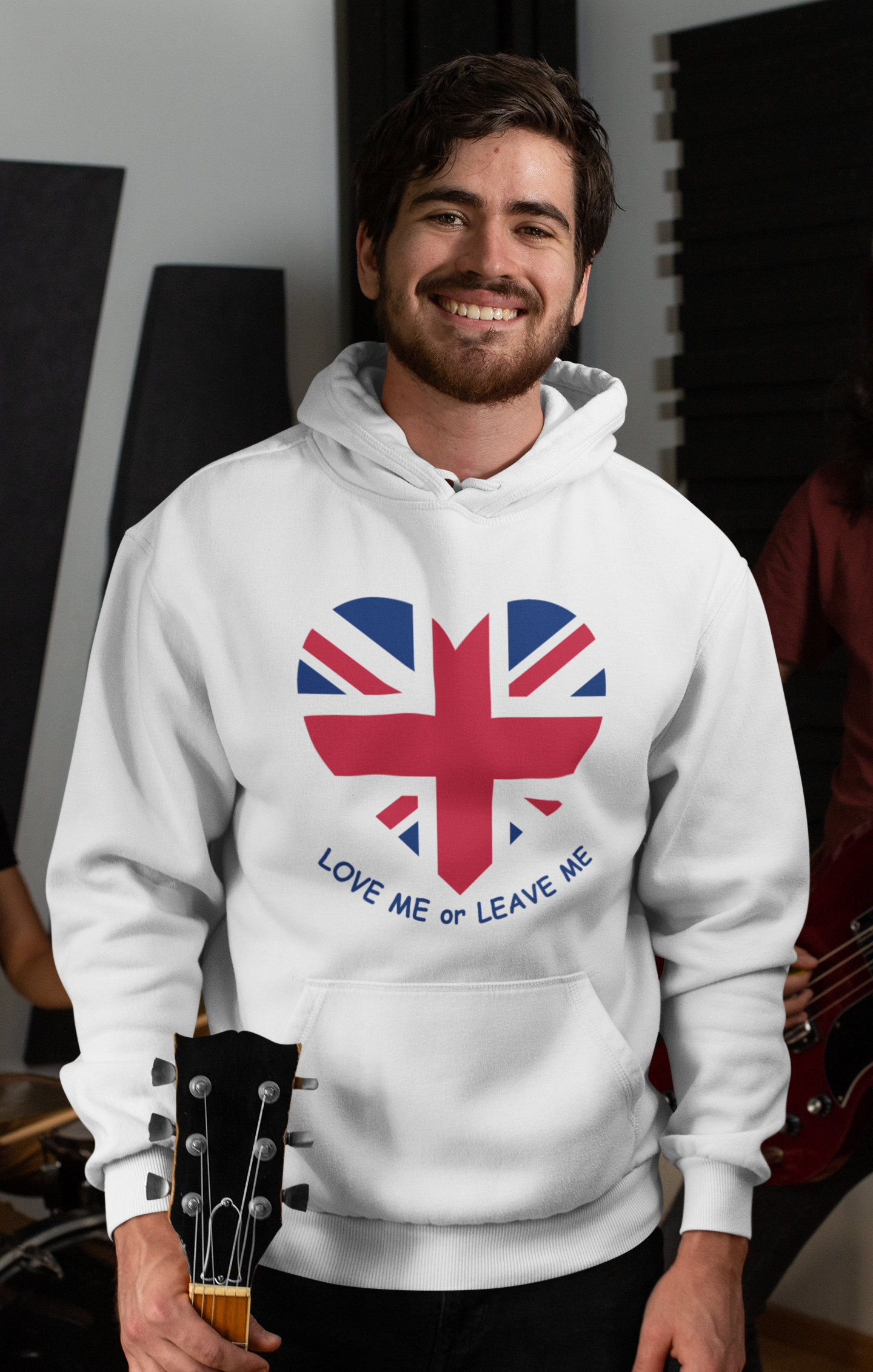 Unisex College Hoodie with British Heart Design, Cozy Casual Wear, Perfect for Gifts, College Events, and Everyday Style