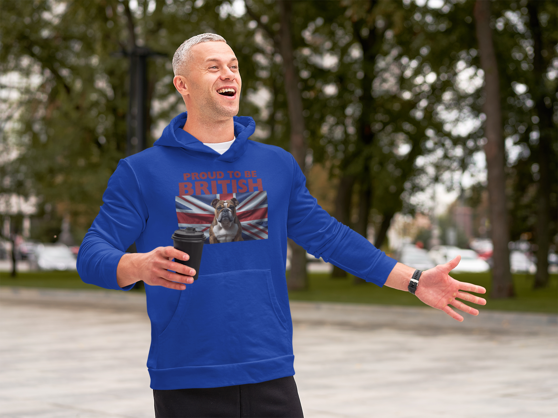 Proud to Be British Hoodie - Unisex College Sweatshirt, Ideal for Students, British Pride Apparel, Casual Wear, Gifts for Dog Lovers