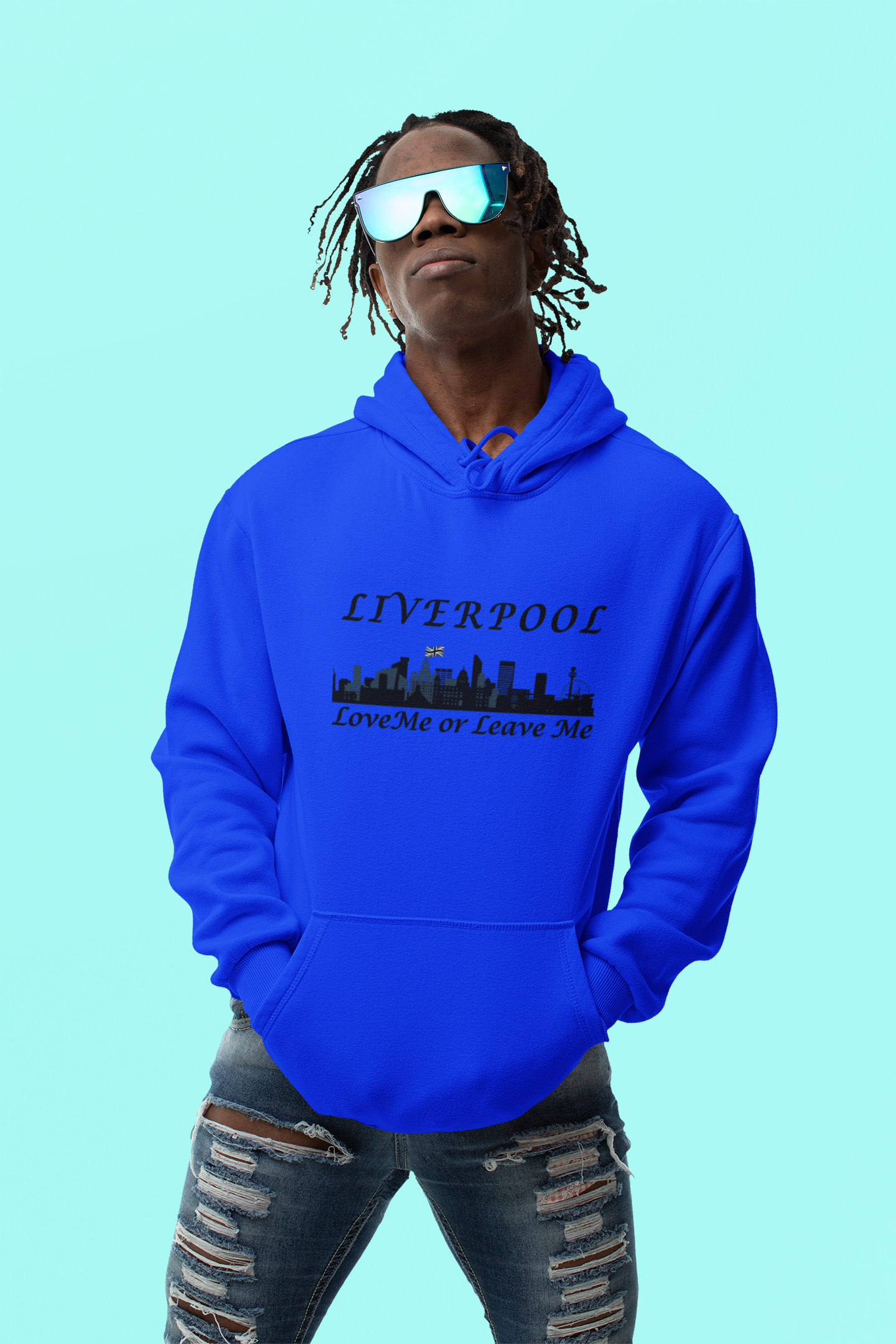 Liverpool Skyline Love or Leave Unisex College Hoodie, Cozy Sweatshirt, Perfect for College, Liverpool Fans, Casual Wear