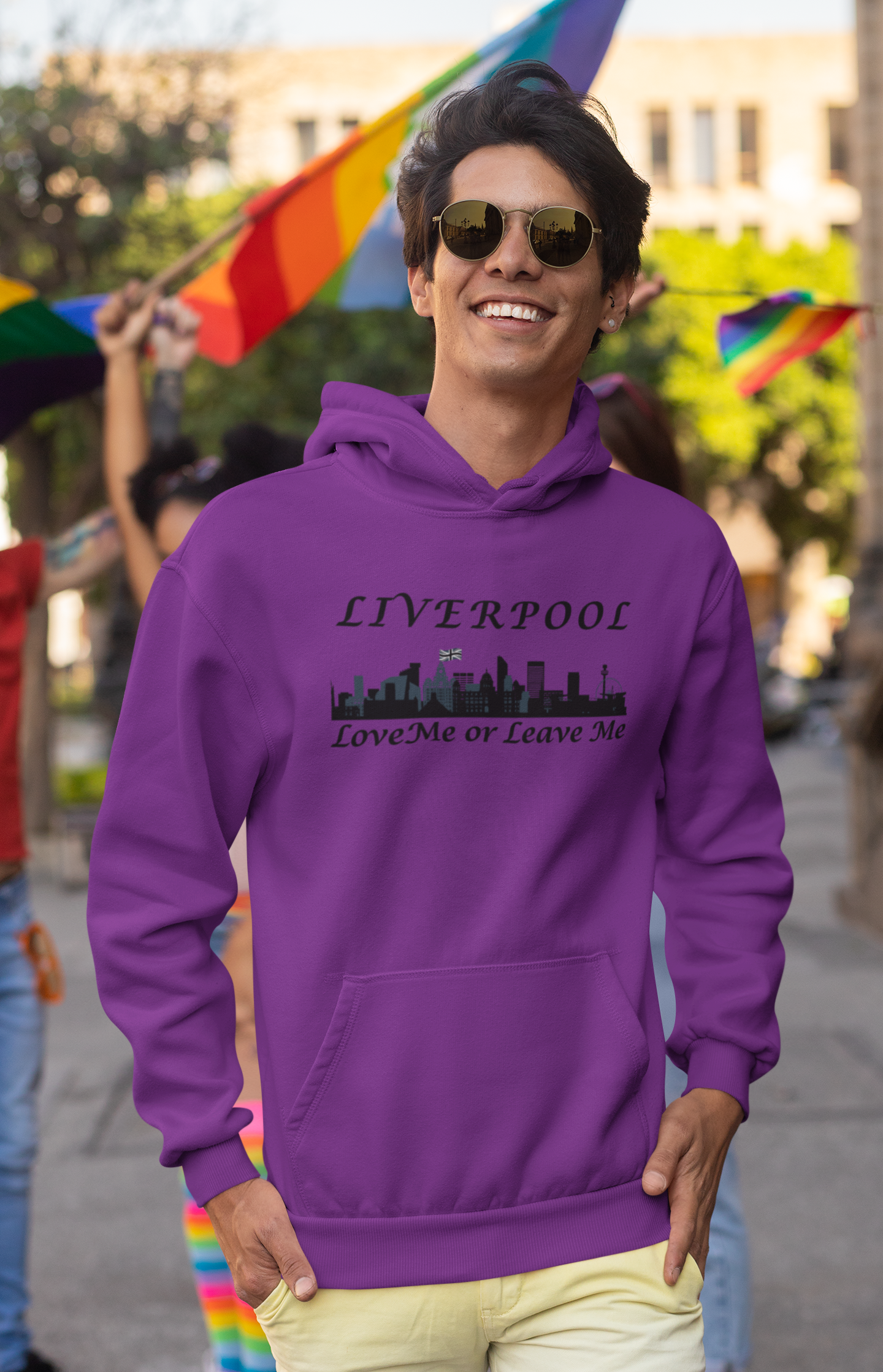 Liverpool Skyline Love or Leave Unisex College Hoodie, Cozy Sweatshirt, Perfect for College, Liverpool Fans, Casual Wear