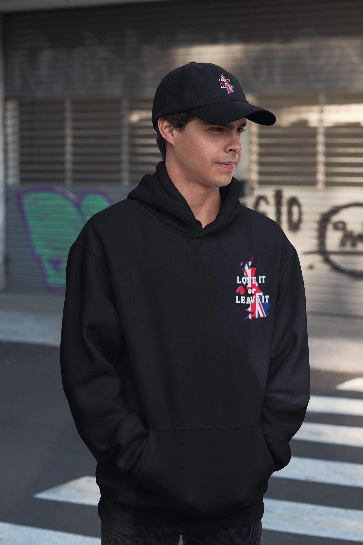 Fleece Hoodie with Love It or Leave It Design, Cozy Sweatshirt, Gifts for New UK Residents, British Pride Apparel, Casual Winter Wear