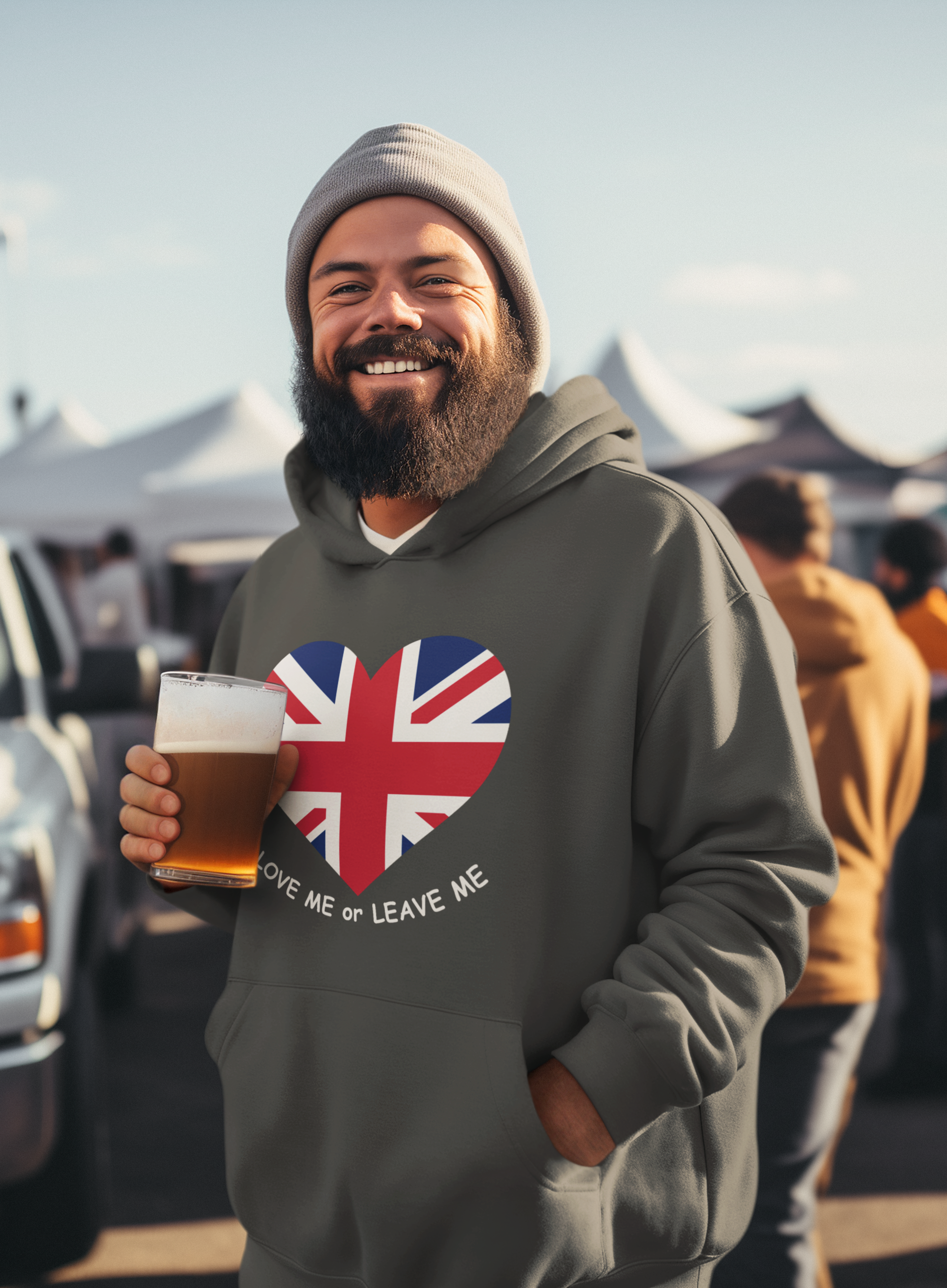 Union Jack Love Hoodie, Cozy College Sweatshirt, UK Flag Apparel, Gift for Students, British Theme Hoodie