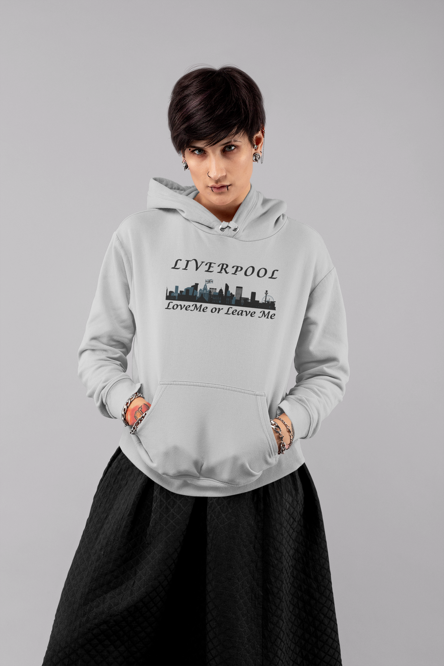 Liverpool Skyline Love or Leave Unisex College Hoodie, Cozy Sweatshirt, Perfect for College, Liverpool Fans, Casual Wear