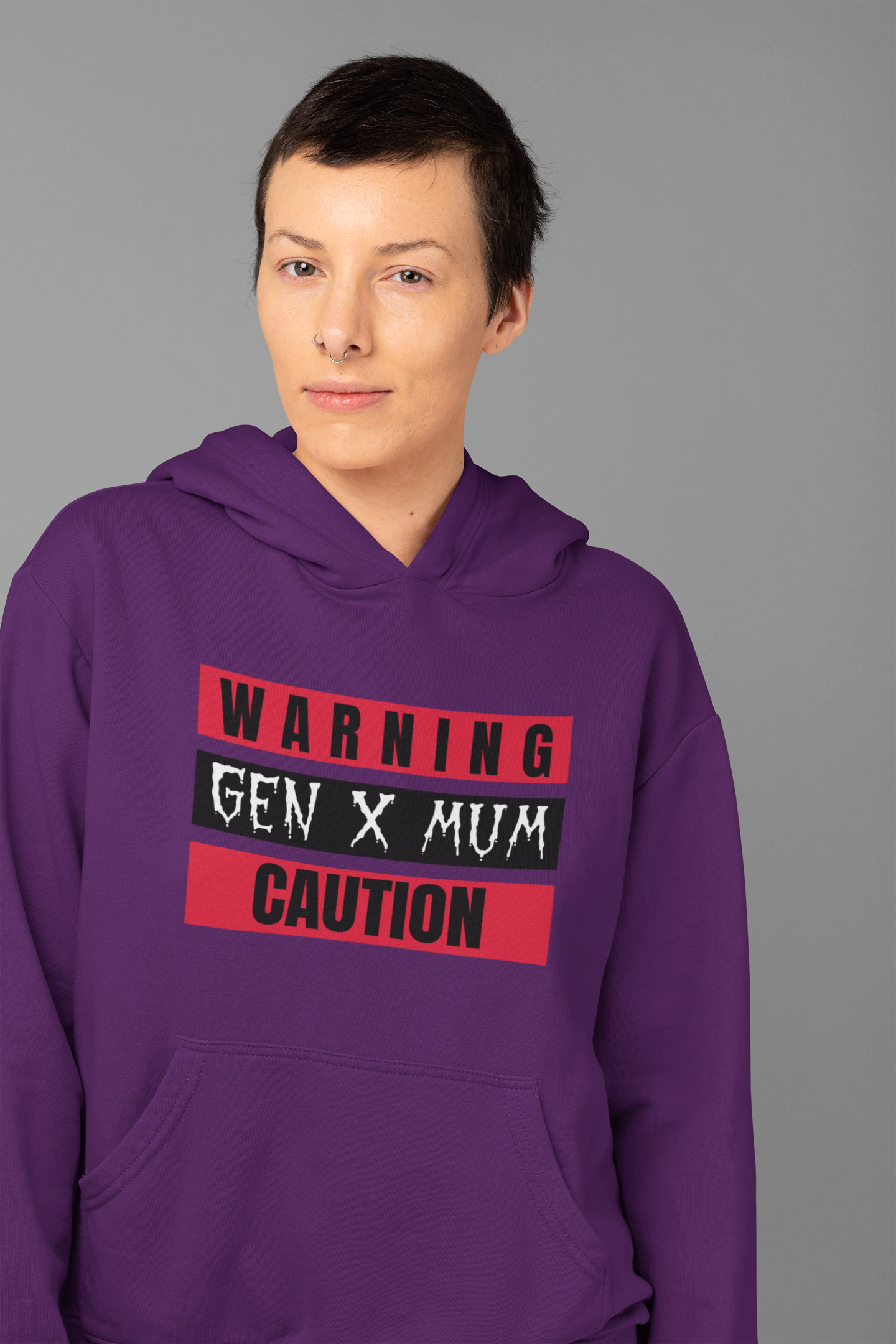 Gen X Mum Caution Hoodie, Unisex Sweatshirt, Warning Hoodie, Gift for Mothers, Casual Wear, Funny Sweatshirt