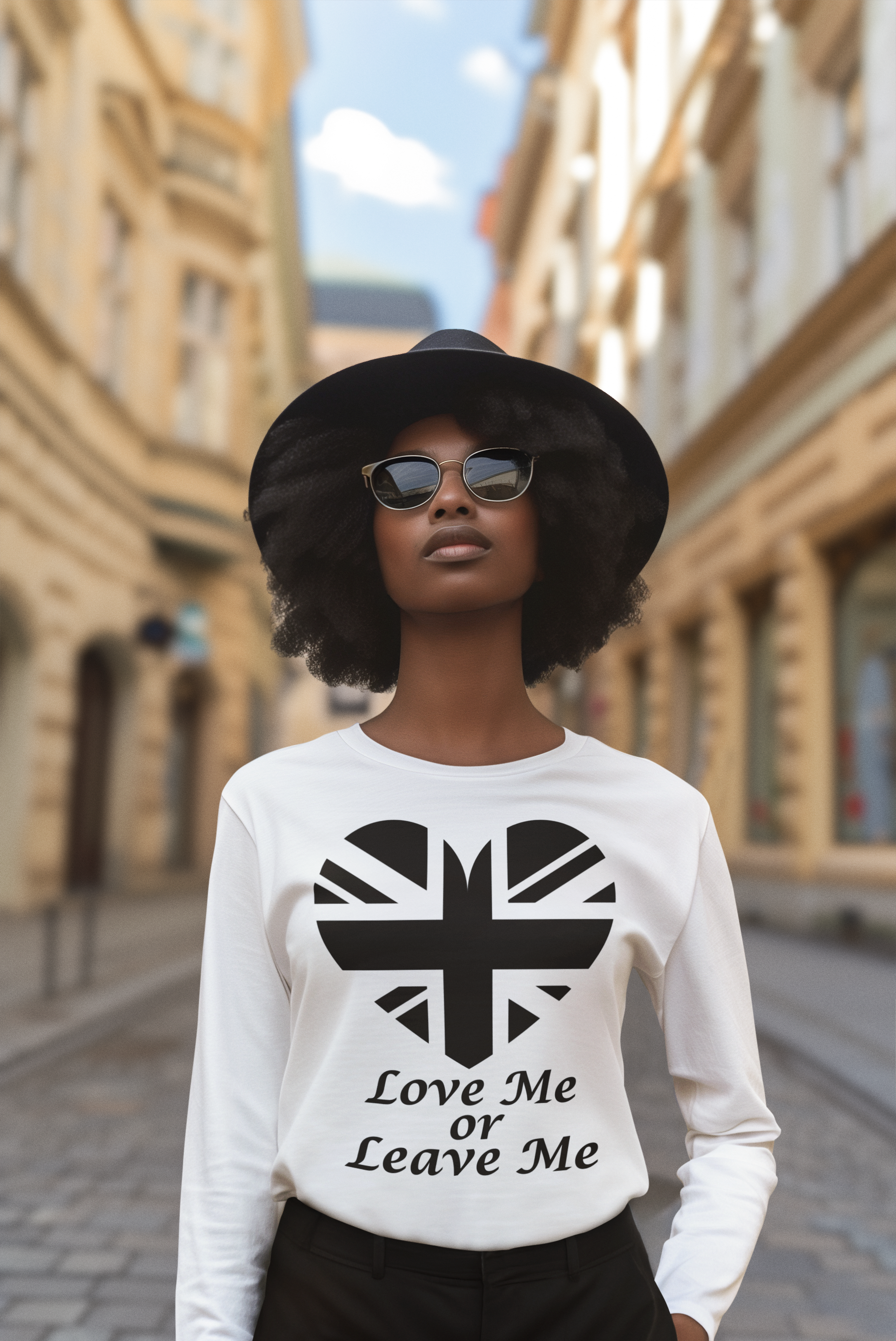 British Heart Long Sleeve Tee, Love Me or Leave Me Shirt, Unisex Graphic Tee, Casual Wear, Gift for Her, Gift for Him
