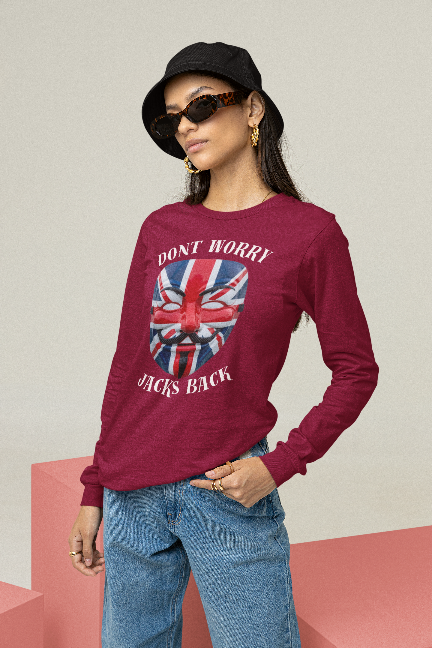 Union Jack Graphic Long Sleeve Tee, Fearless Fashion, Unisex Jersey Top, Perfect for Casual Outings, Gift for Friends