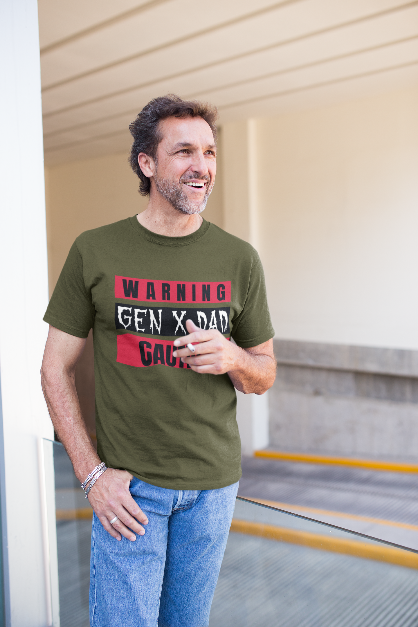 Caution Gen X Dad Tee - Funny Unisex Jersey Short Sleeve Shirt, Gift for Father's Day, Birthday, Dad Humor, Casual Wear, Parenting
