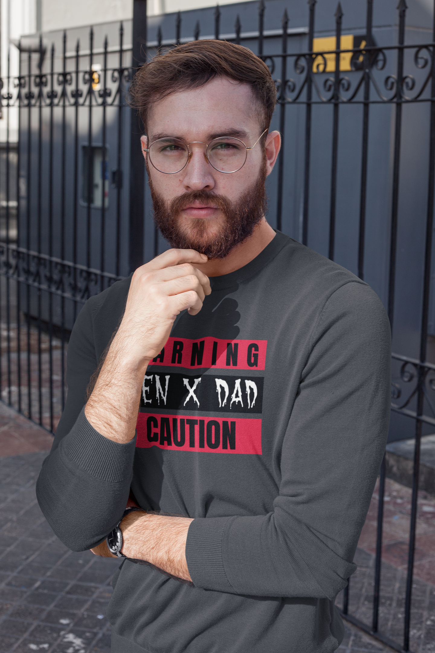 Warning Gen X Dad Crewneck Sweatshirt - Casual Wear, Gift for Dad, Funny Sweatshirt, Cozy Apparel, Unique Gift Idea