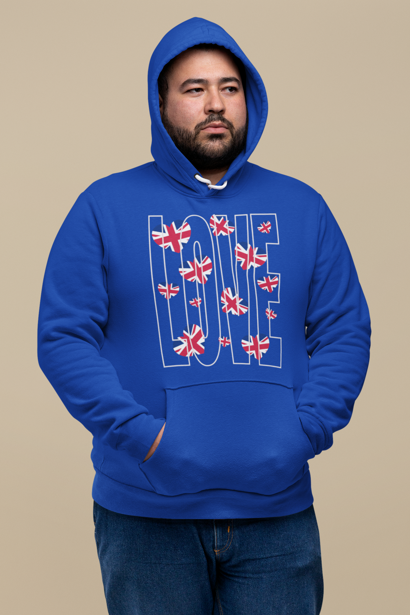 British Hearts Unisex College Hoodie, Cozy Fashion Pullover, UK Pride Apparel, Perfect Gift for Students, Casual Wear