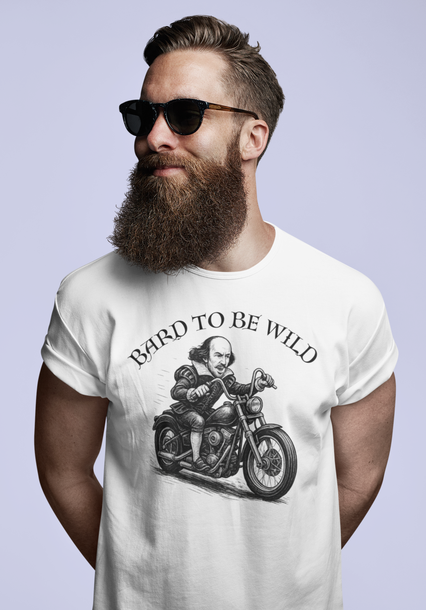 Bard to Be Wild Unisex Heavy Cotton Tee, Funny Motorcycle Shirt, Biker Tee, Gift for Dad, Casual Wear