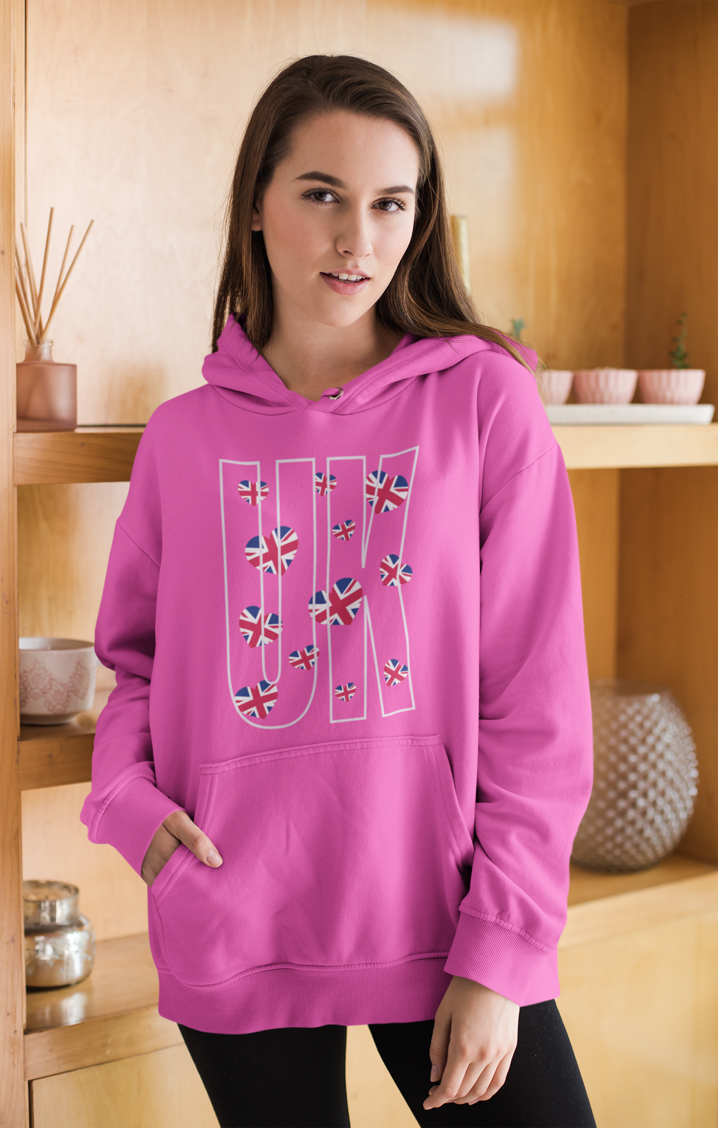 British Hearts Unisex College Hoodie, Cute Hoodie, Gift for Students, Cozy Sweatshirt, School Spirit Wear, Casual Fashion