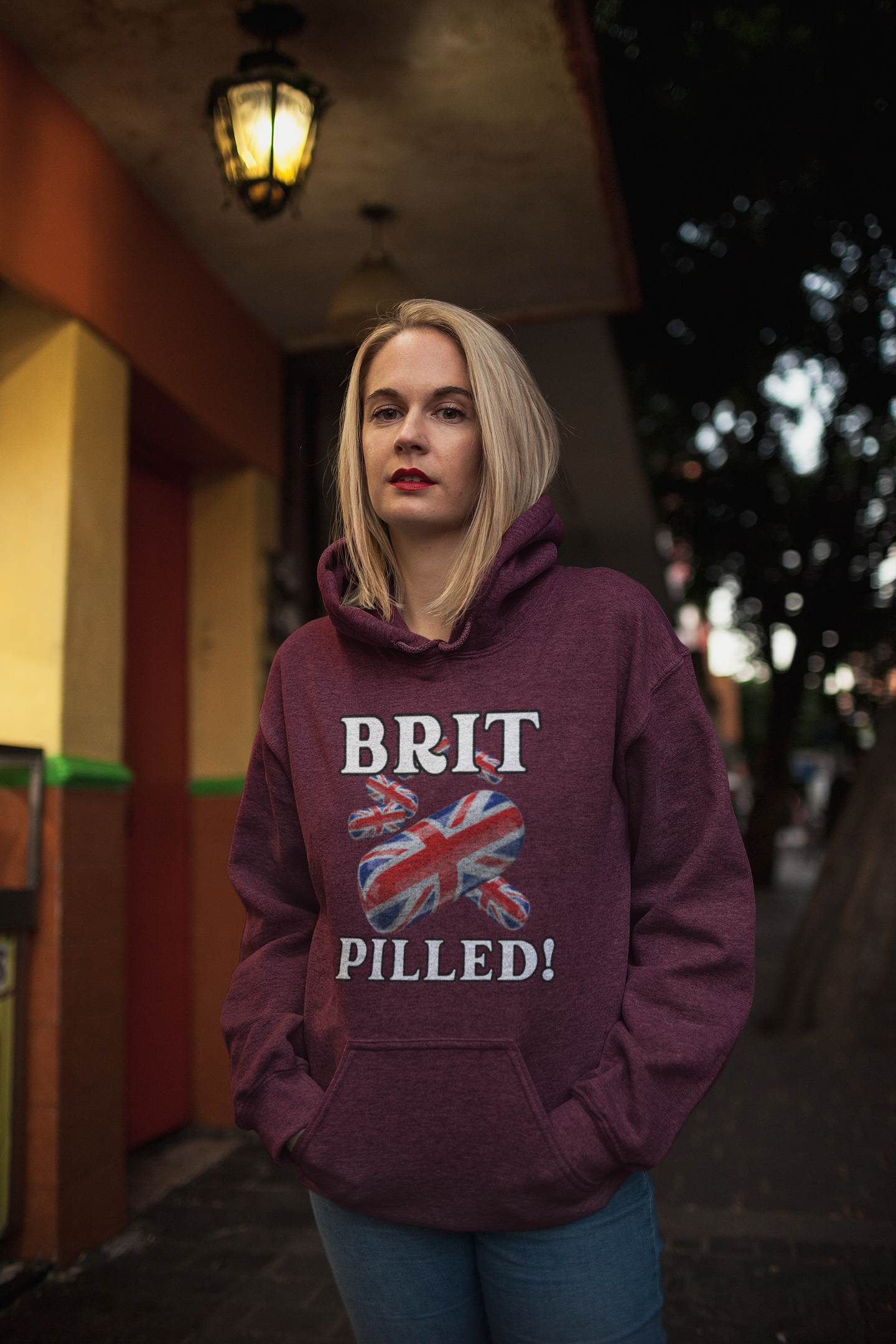Unisex Hoodie with 'BRIT PILLED!' Design, College Spirit Wear, British Pride Clothing, Comfy Casual Sweatshirt, Gift for Students & Alumni