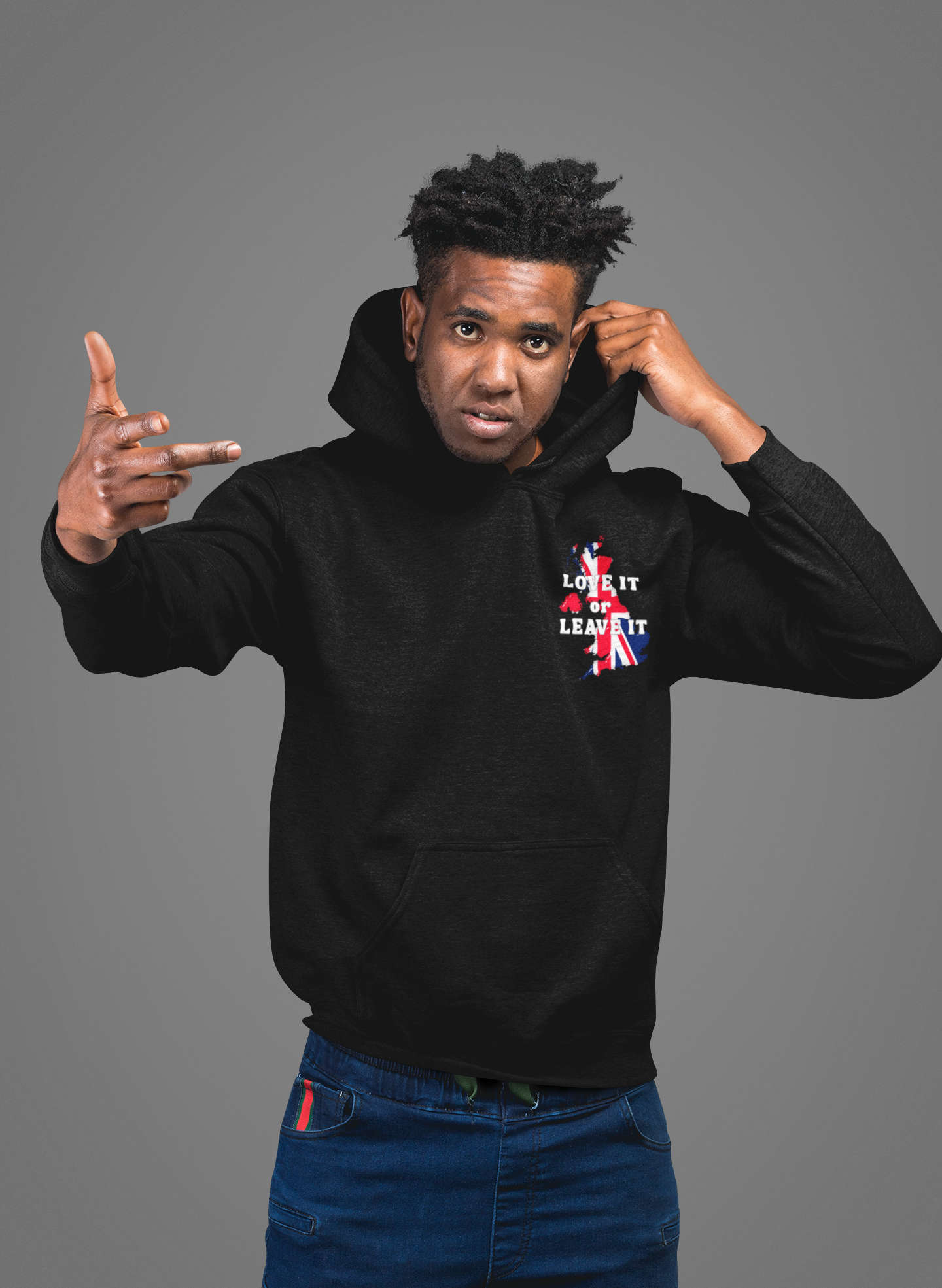 Fleece Hoodie with Love It or Leave It Design, Cozy Sweatshirt, Gifts for New UK Residents, British Pride Apparel, Casual Winter Wear