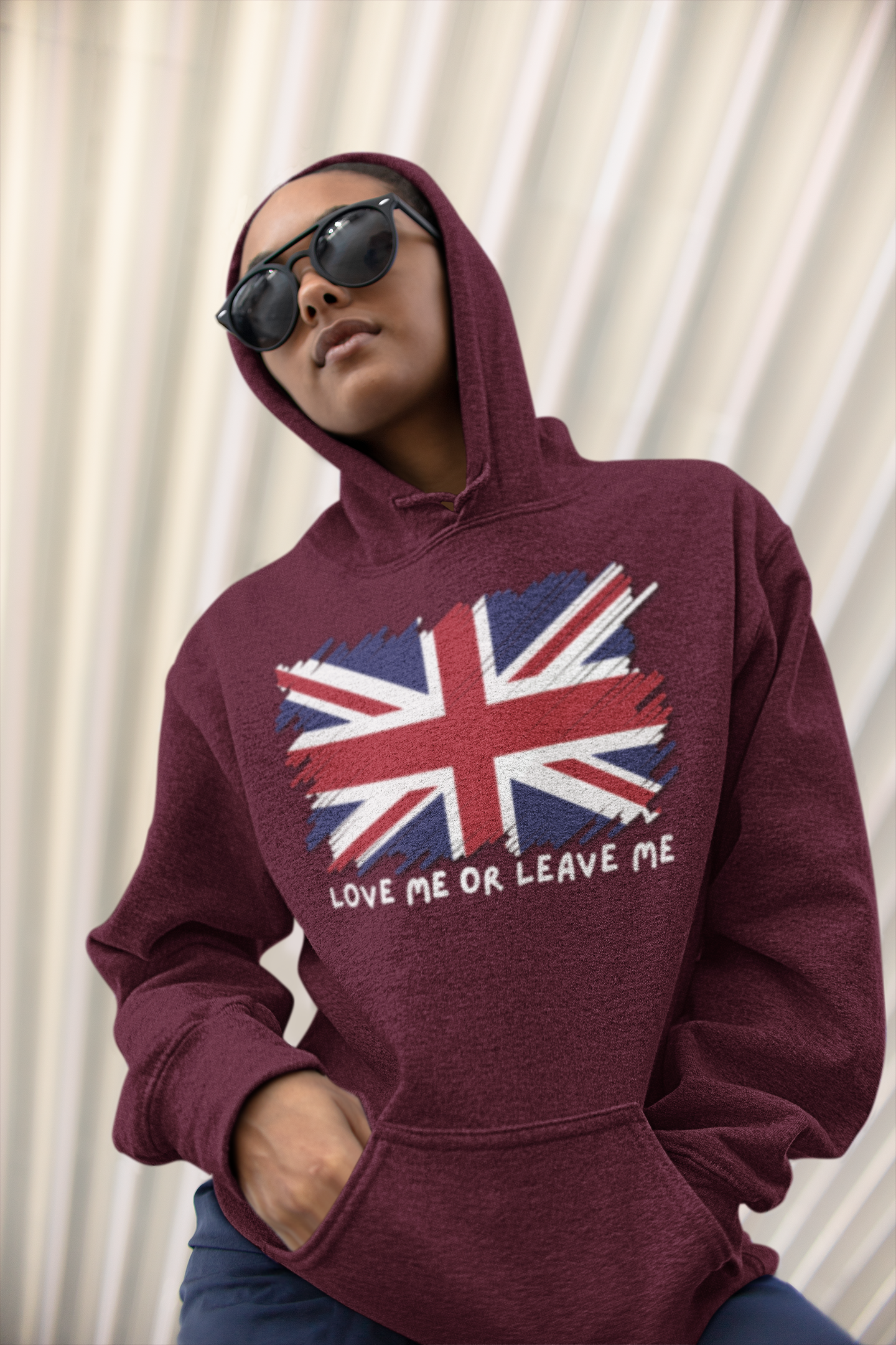 Union Jack Graphic Hoodie, British Pride Sweatshirt, Unisex College Apparel, Casual Everyday Wear, Great for Gifts