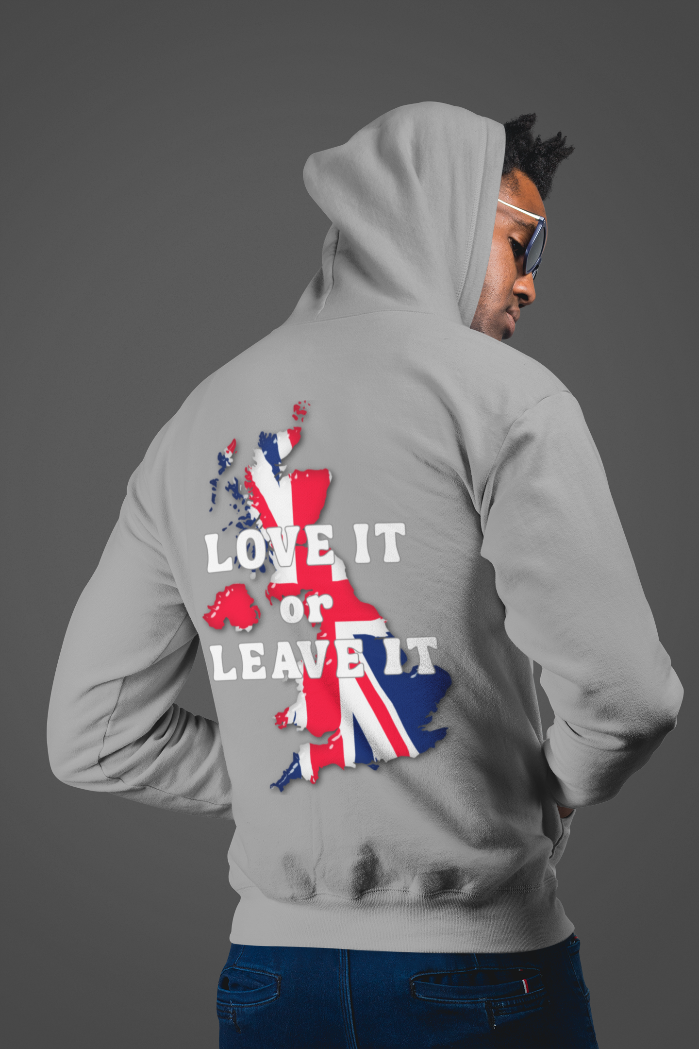 Fleece Hoodie with Love It or Leave It Design, Cozy Sweatshirt, Gifts for New UK Residents, British Pride Apparel, Casual Winter Wear
