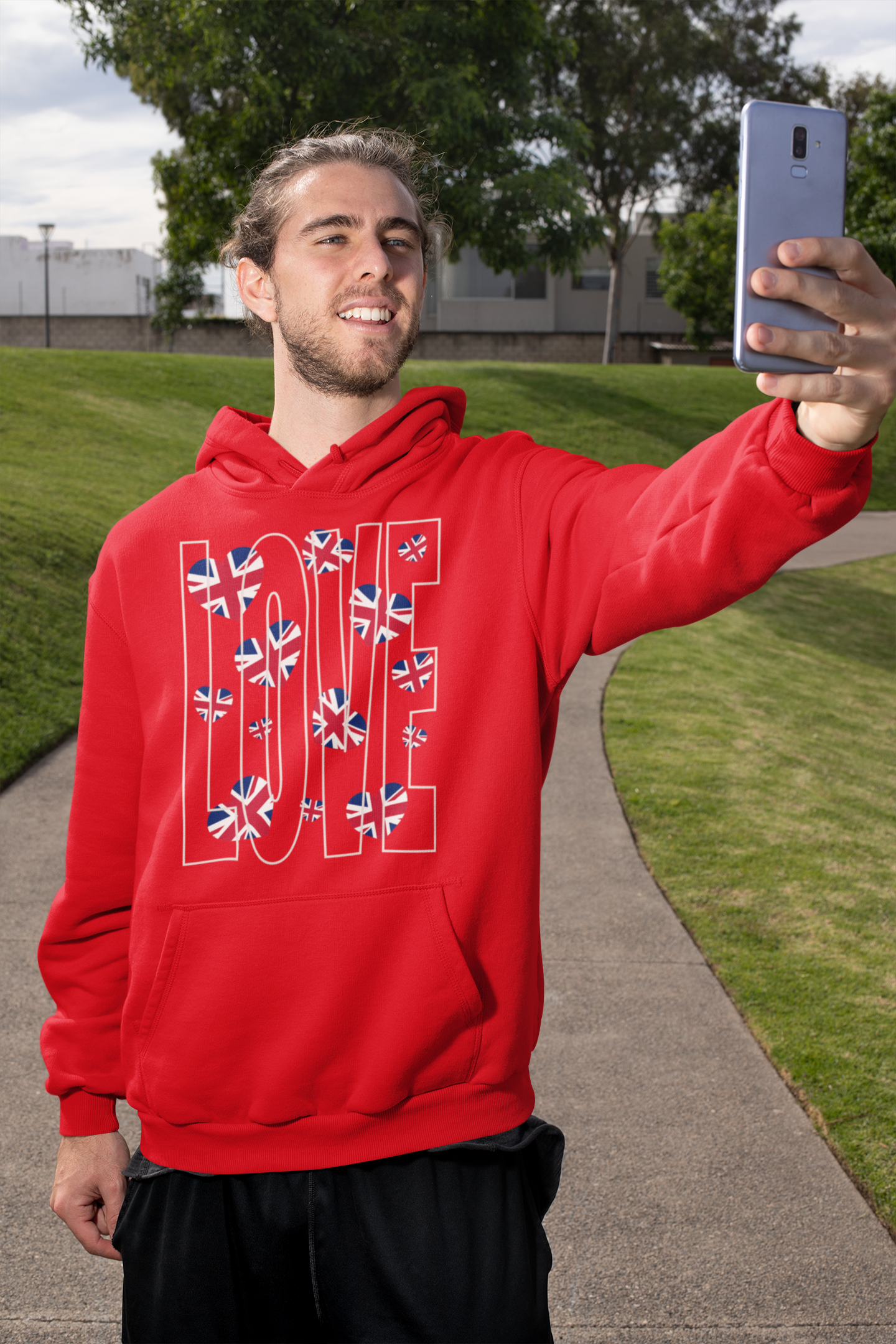 British Hearts Unisex College Hoodie, Cozy Fashion Pullover, UK Pride Apparel, Perfect Gift for Students, Casual Wear