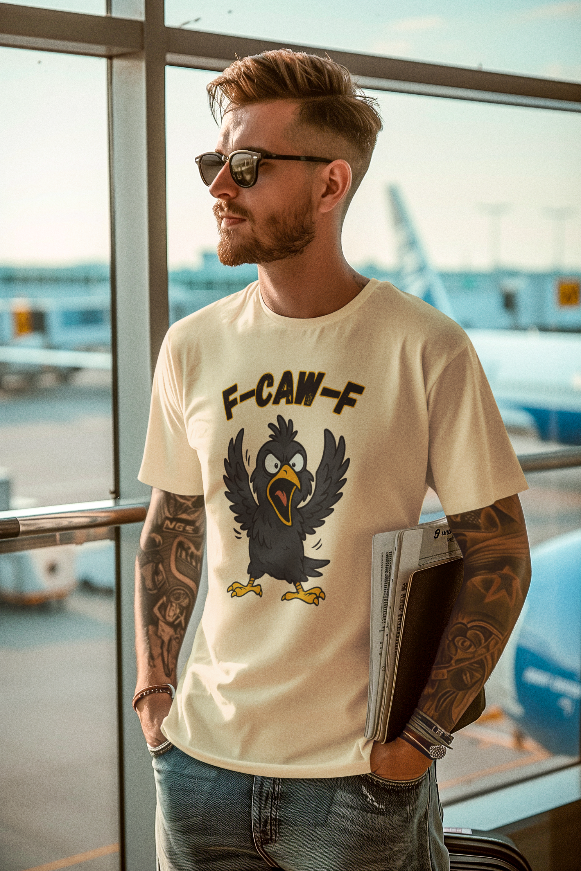 F-Caw-F Unisex Heavy Cotton Tee, Funny Graphic Shirt, Casual Wear, Unique Gift, Bird Lover Apparel