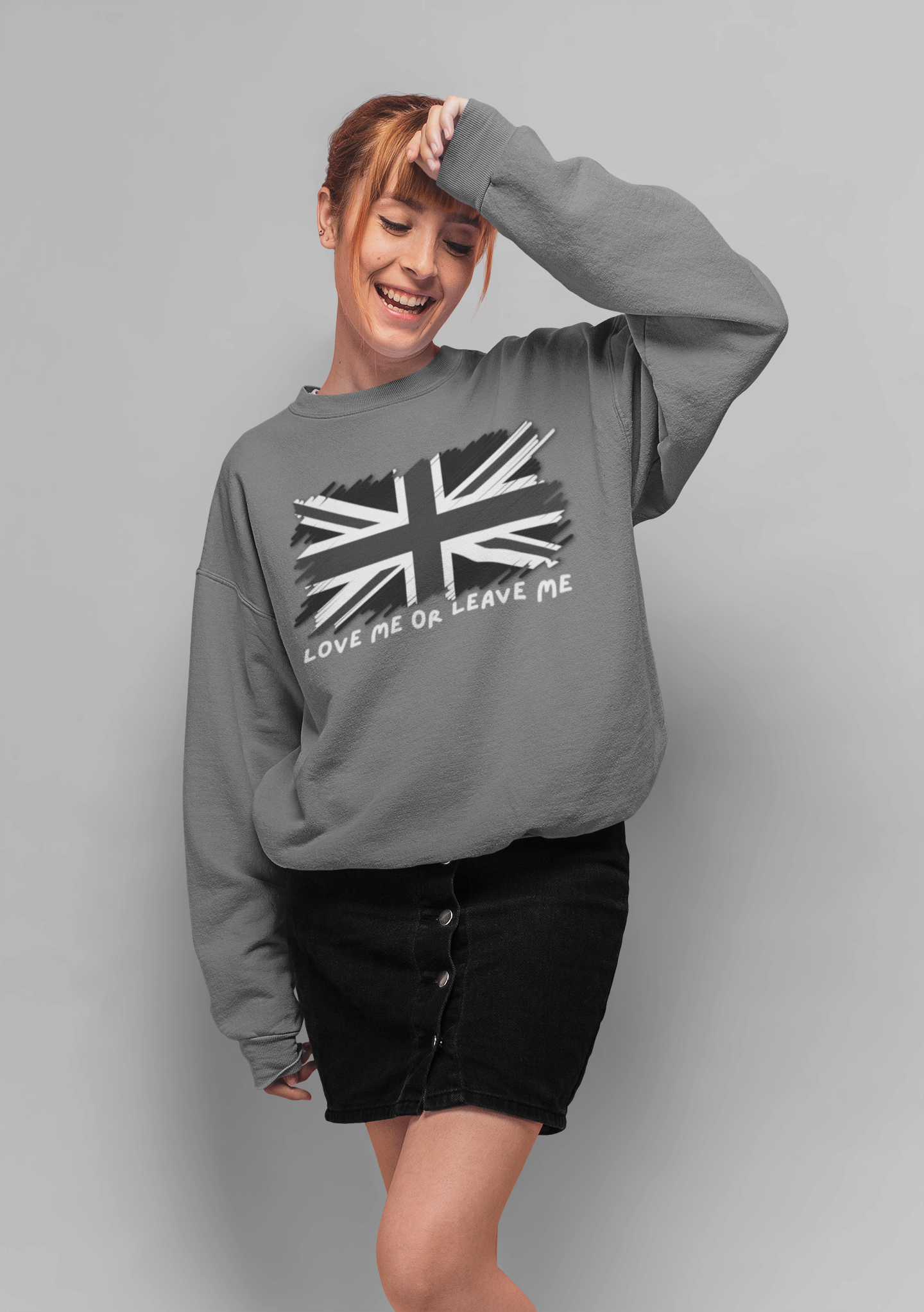Union Jack Love Sweatshirt, Cozy Sweater, Gift for Him/Her, Casual Outfit, British Flag Apparel, Perfect for Travel