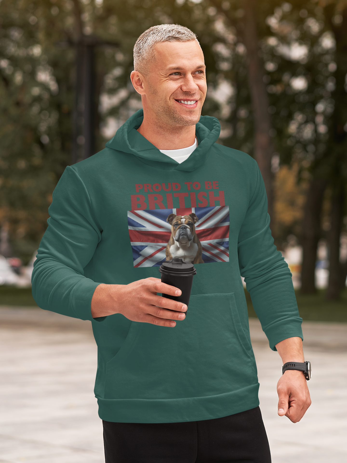 Proud to Be British Hoodie - Unisex College Sweatshirt, Ideal for Students, British Pride Apparel, Casual Wear, Gifts for Dog Lovers