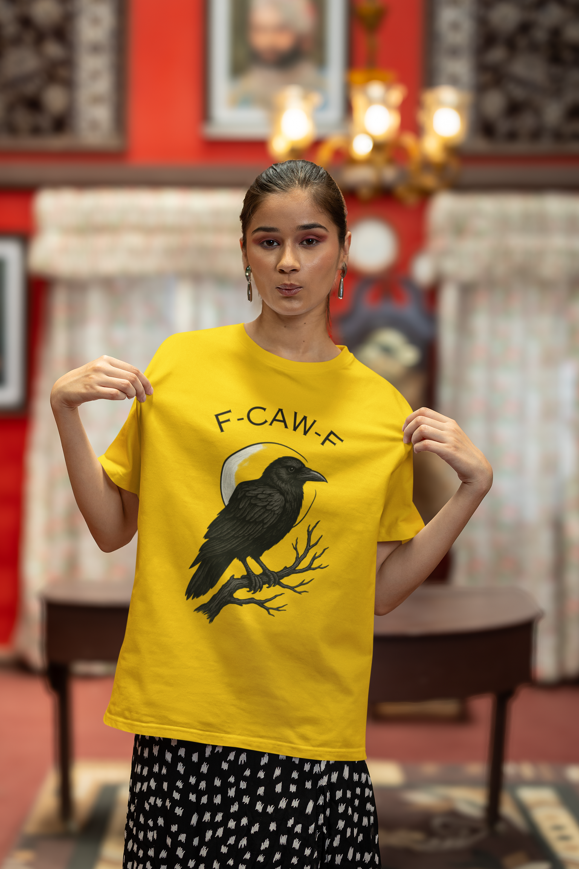 Caw-F Unisex Cotton Tee, Raven Shirt, Bird Lover Gift, Halloween Apparel, Nature T-Shirt, Unique Graphic Tee