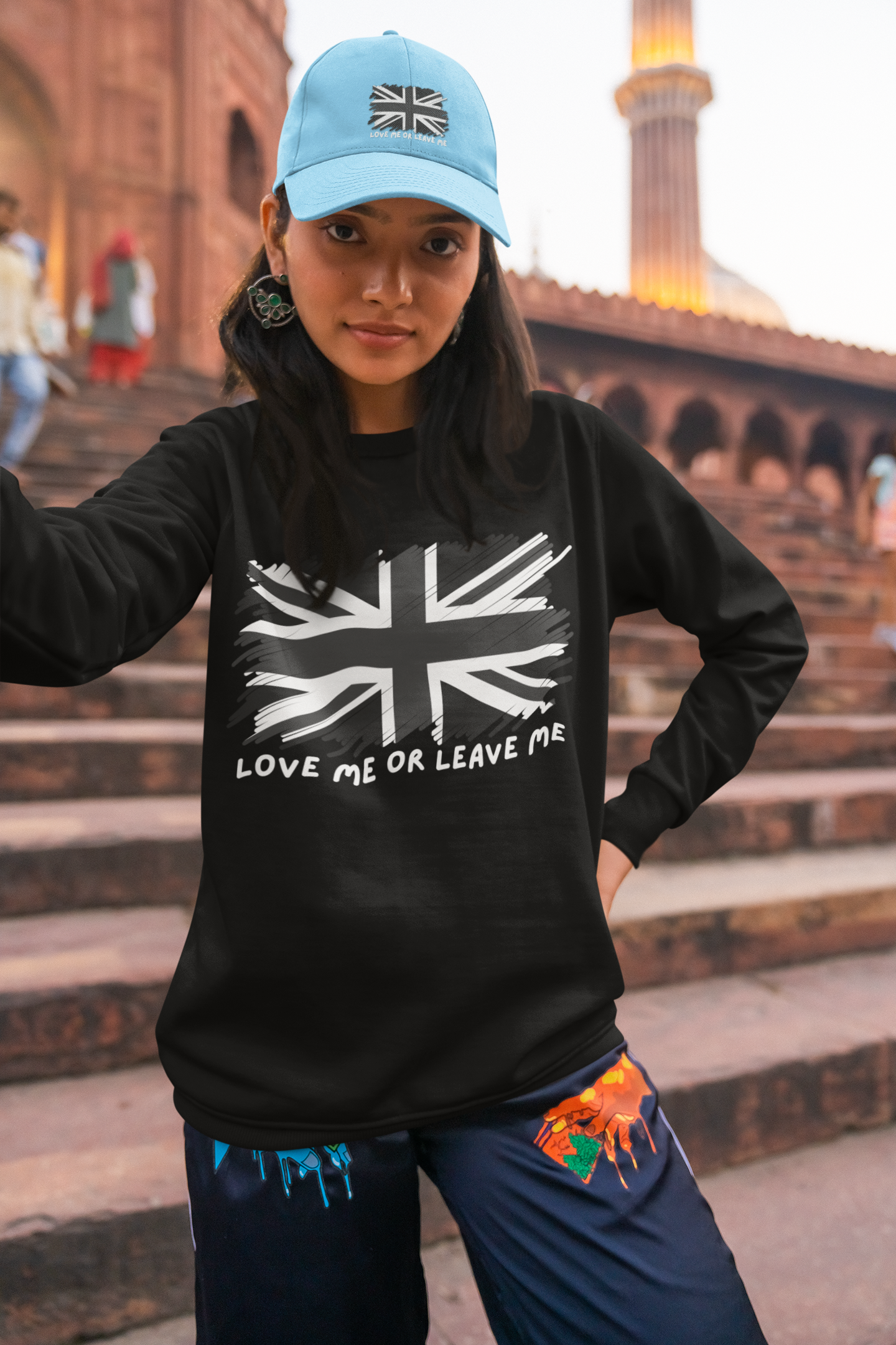Embroidered Umion Jack Love Me or leave me Patriotic cap