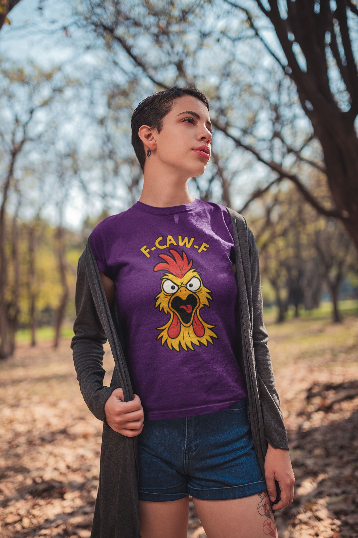 F-Caw-F Funny Chicken Tee for Poultry Lovers, Humor T-Shirt, Gift for Chicken Enthusiasts, Animal Rights, Casual Wear, Farmhouse Style
