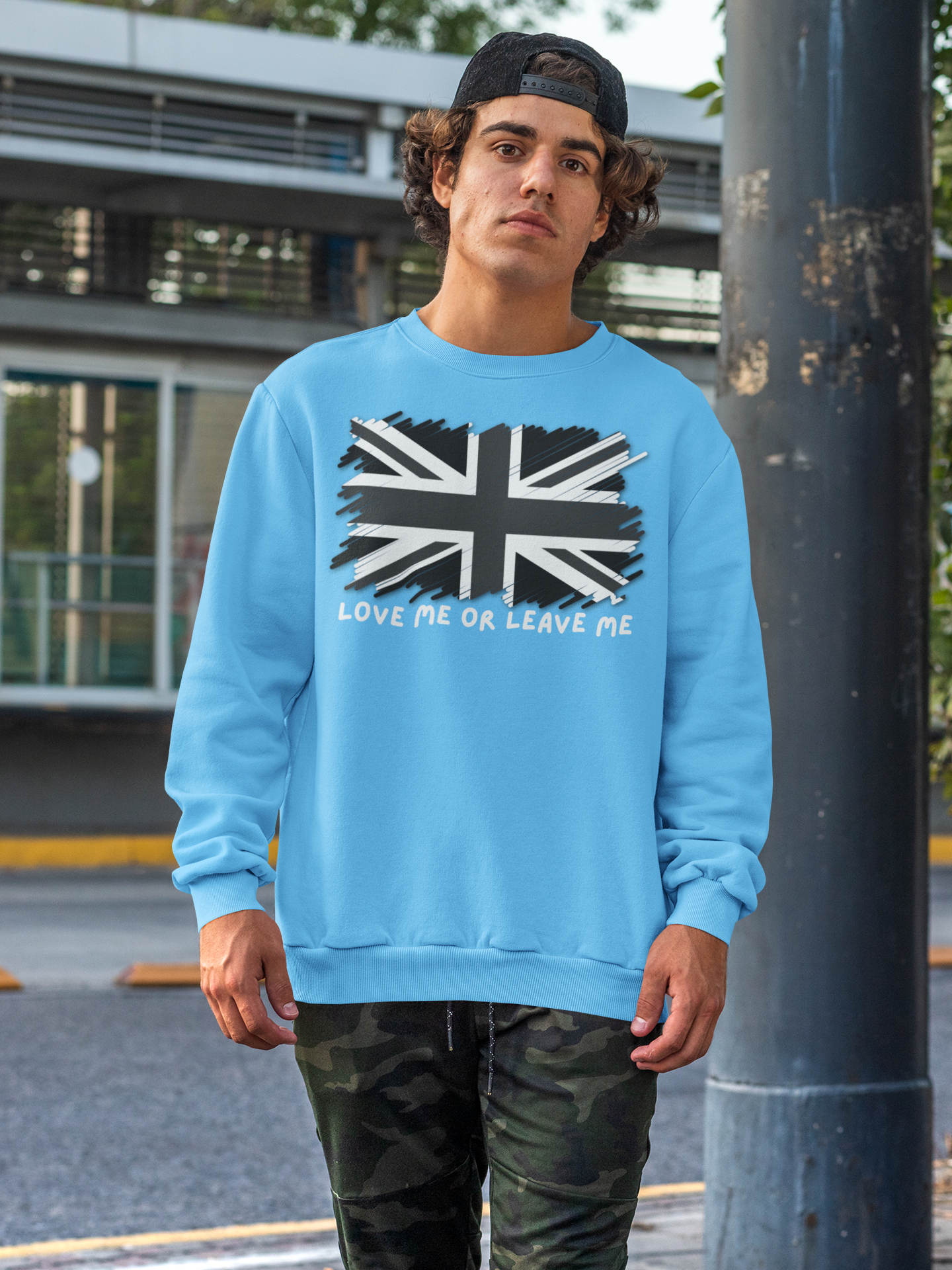 Union Jack Love Sweatshirt, Cozy Sweater, Gift for Him/Her, Casual Outfit, British Flag Apparel, Perfect for Travel