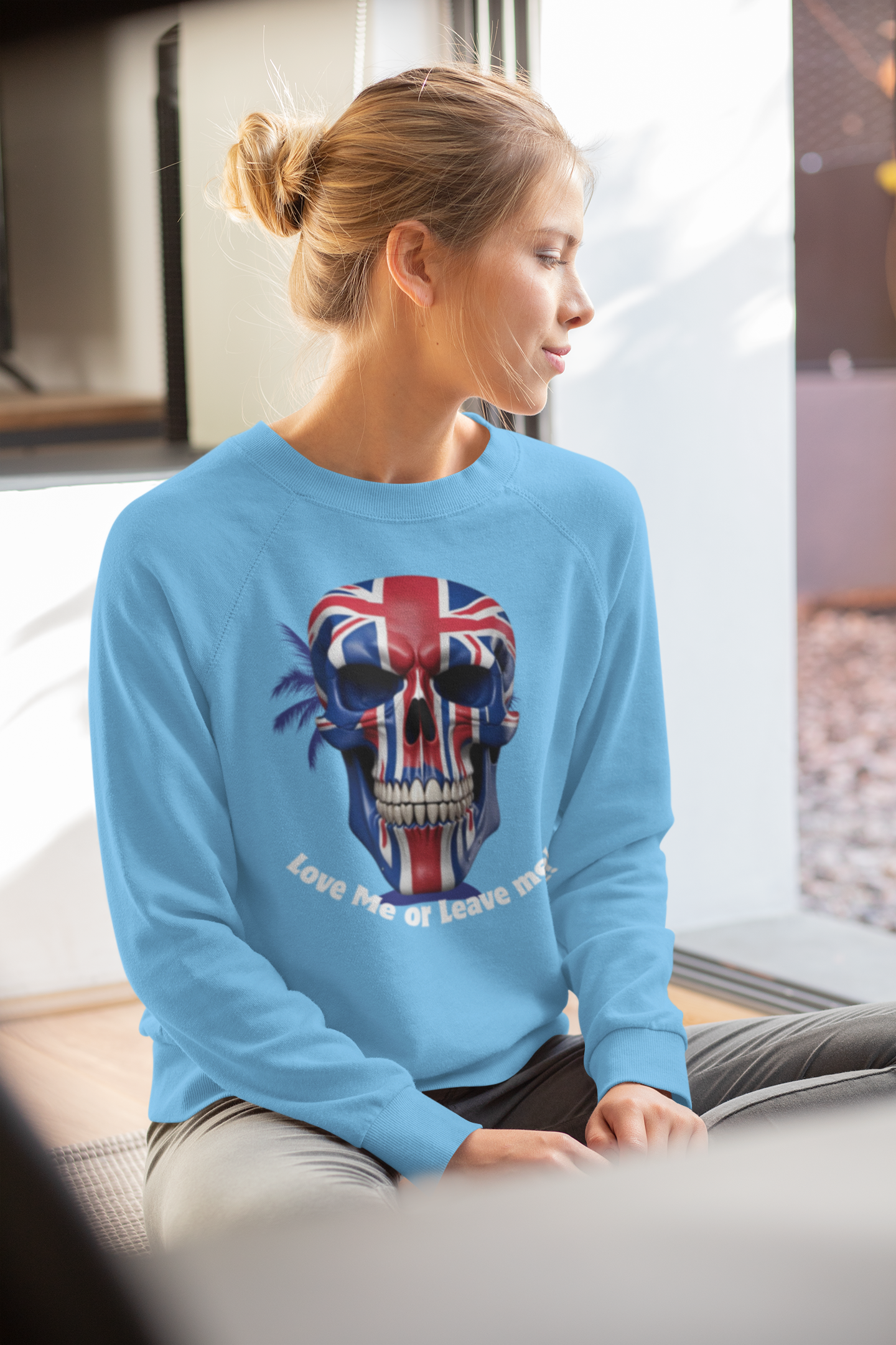 Edgy Skull Sweatshirt, Unisex Pullover, Love Me or Leave Me Graphic, Alternative Fashion, Halloween Gift, Casual Streetwear