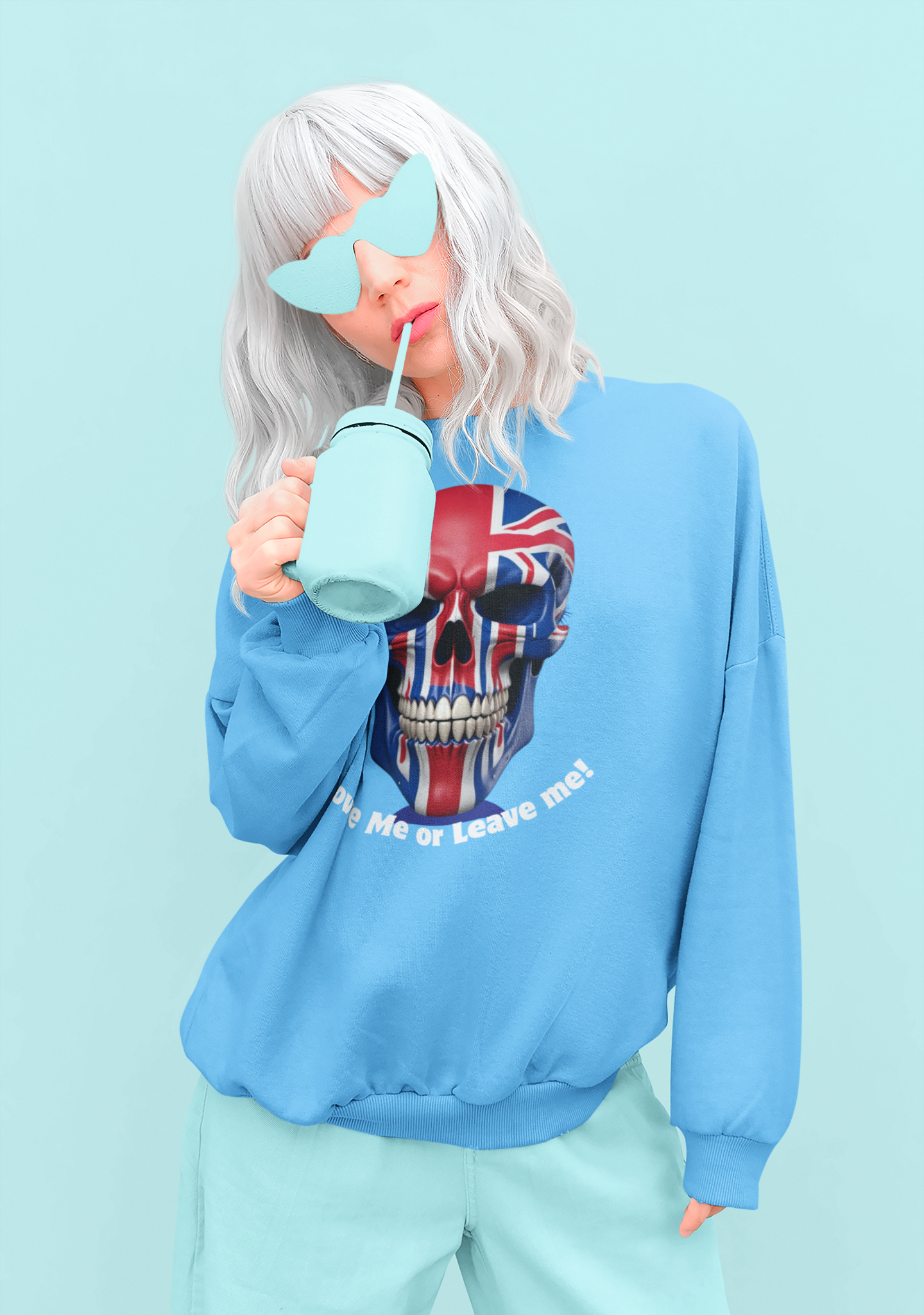 Edgy Skull Sweatshirt, Unisex Pullover, Love Me or Leave Me Graphic, Alternative Fashion, Halloween Gift, Casual Streetwear