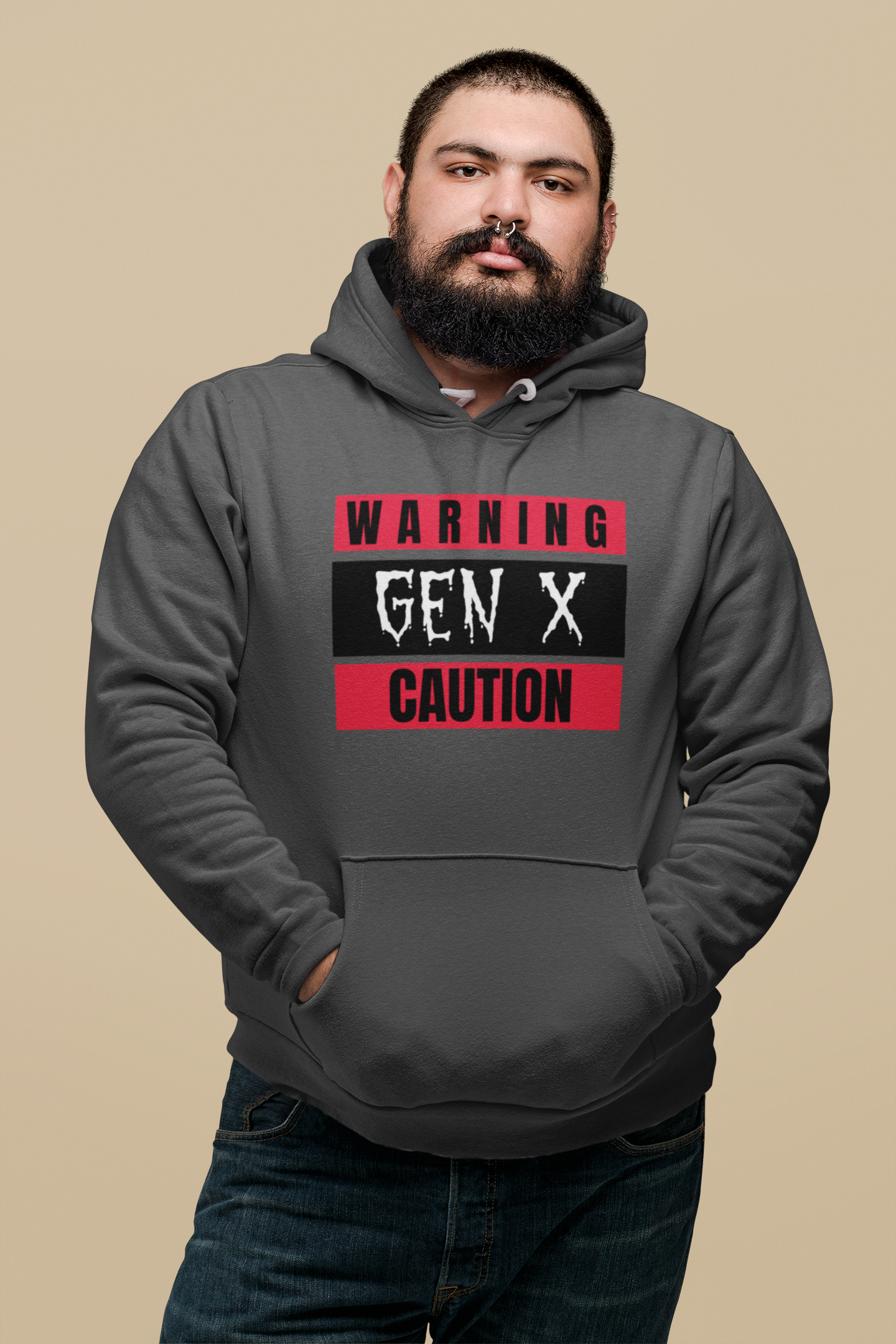 Warning Gen X Caution Hoodie, Unisex Sweatshirt, Funny Sweatshirt, Birthday Gift, Casual Wear