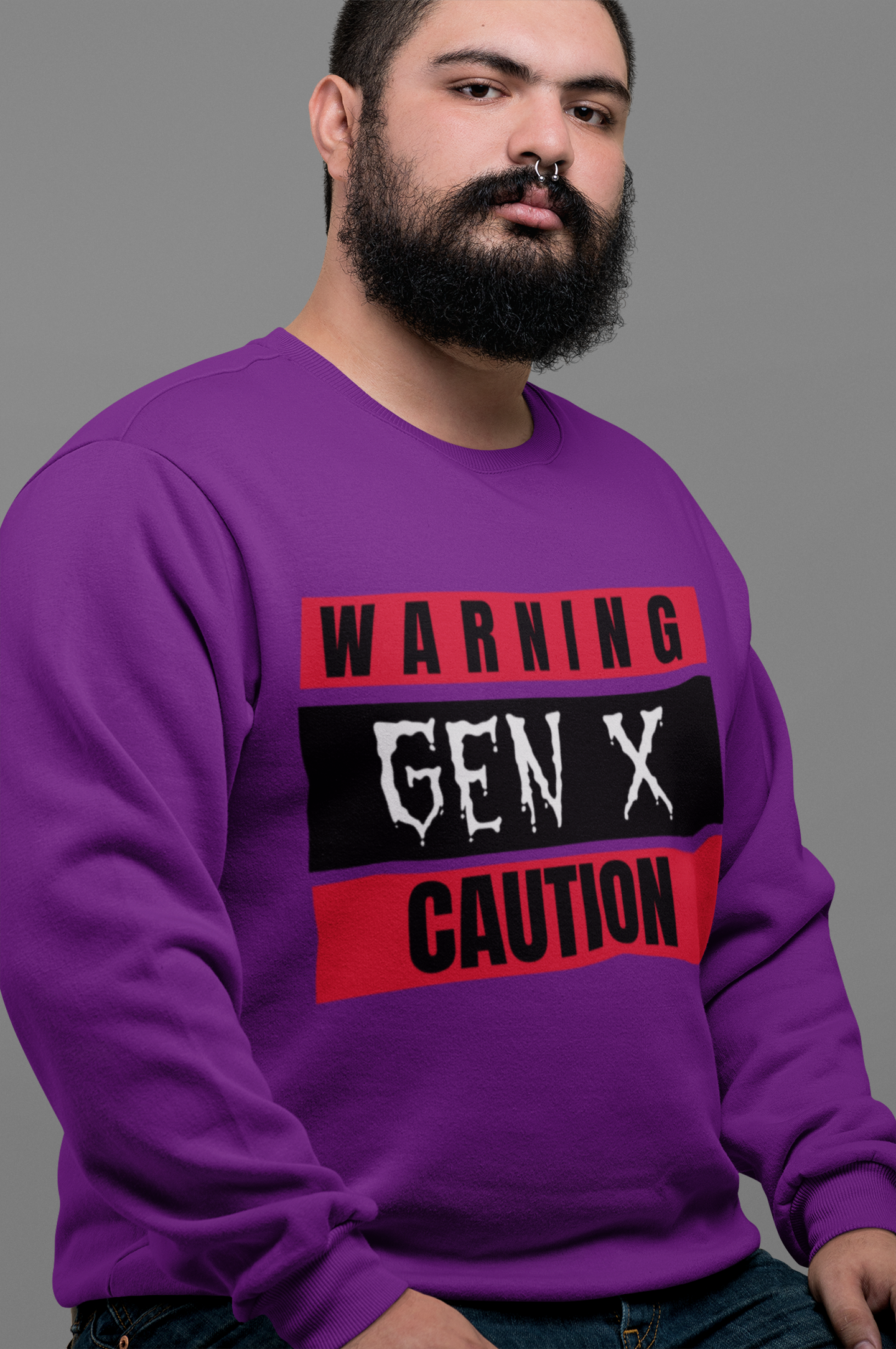 Gen X Warning Crewneck Sweatshirt, Vintage Sweatshirt, Unisex Sweater, Gift for Gen X, Retro Crewneck, Trendy Casual Wear