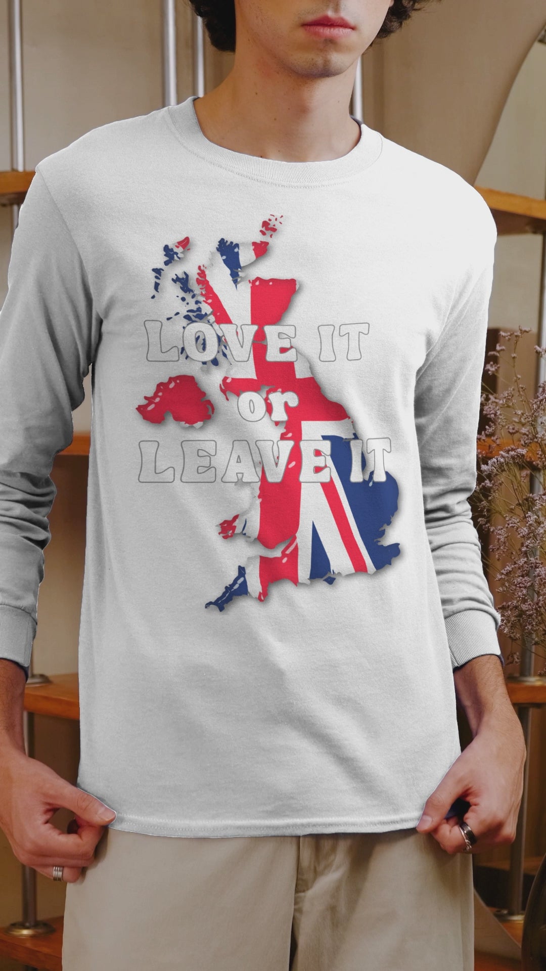British Pride Long Sleeve Tee | Love It or Leave It T-Shirt, Unisex Apparel, UK Flag Shirt, Casual Gift, Festival Clothing