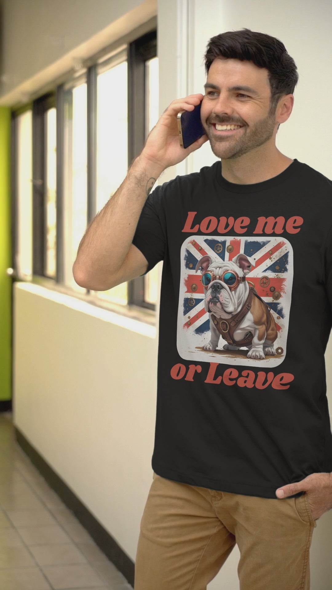 Bulldog Love me or Leave Tee, Unisex T-Shirt for Patriots and Dog Lovers, Gifts for Pet Owners, Casual Everyday Wear, British Bulldogl Lover Gift