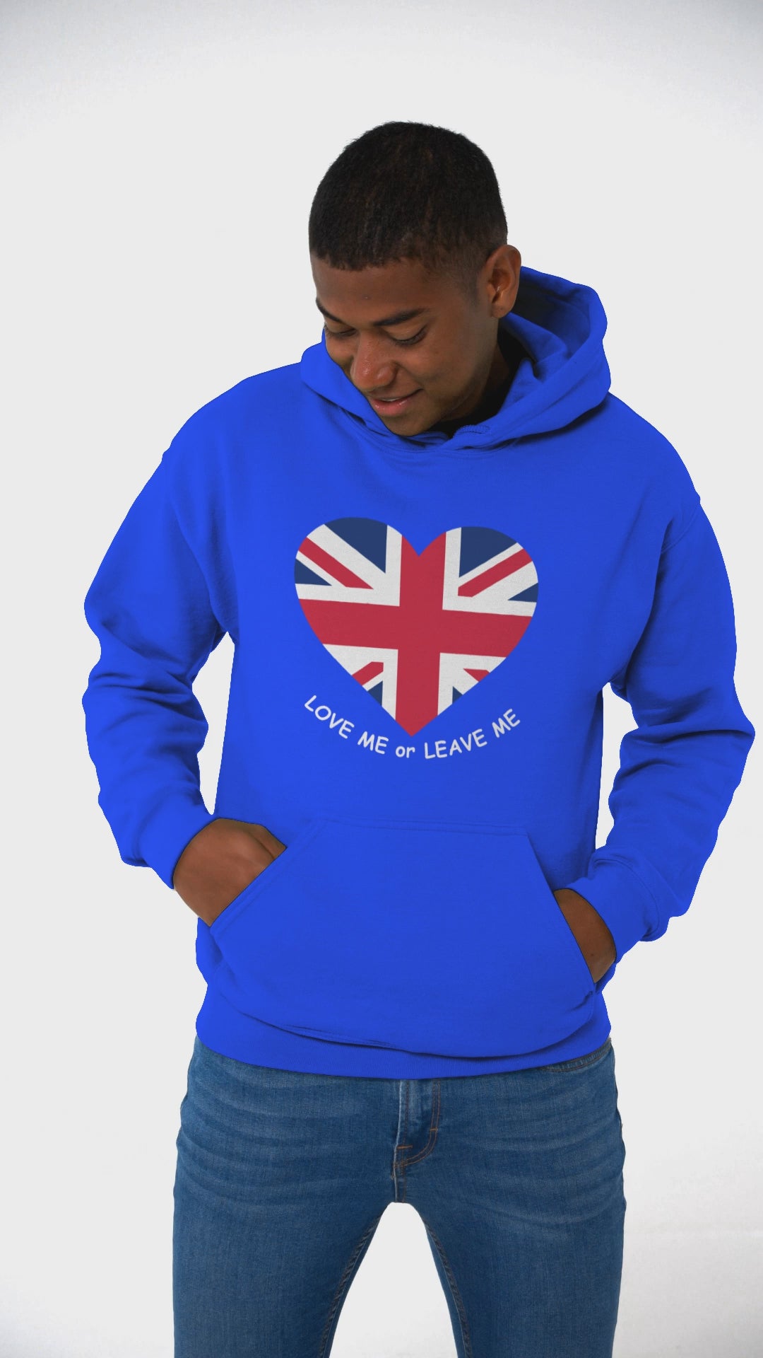 Union Jack Love Hoodie, Cozy College Sweatshirt, UK Flag Apparel, Gift for Students, British Theme Hoodie