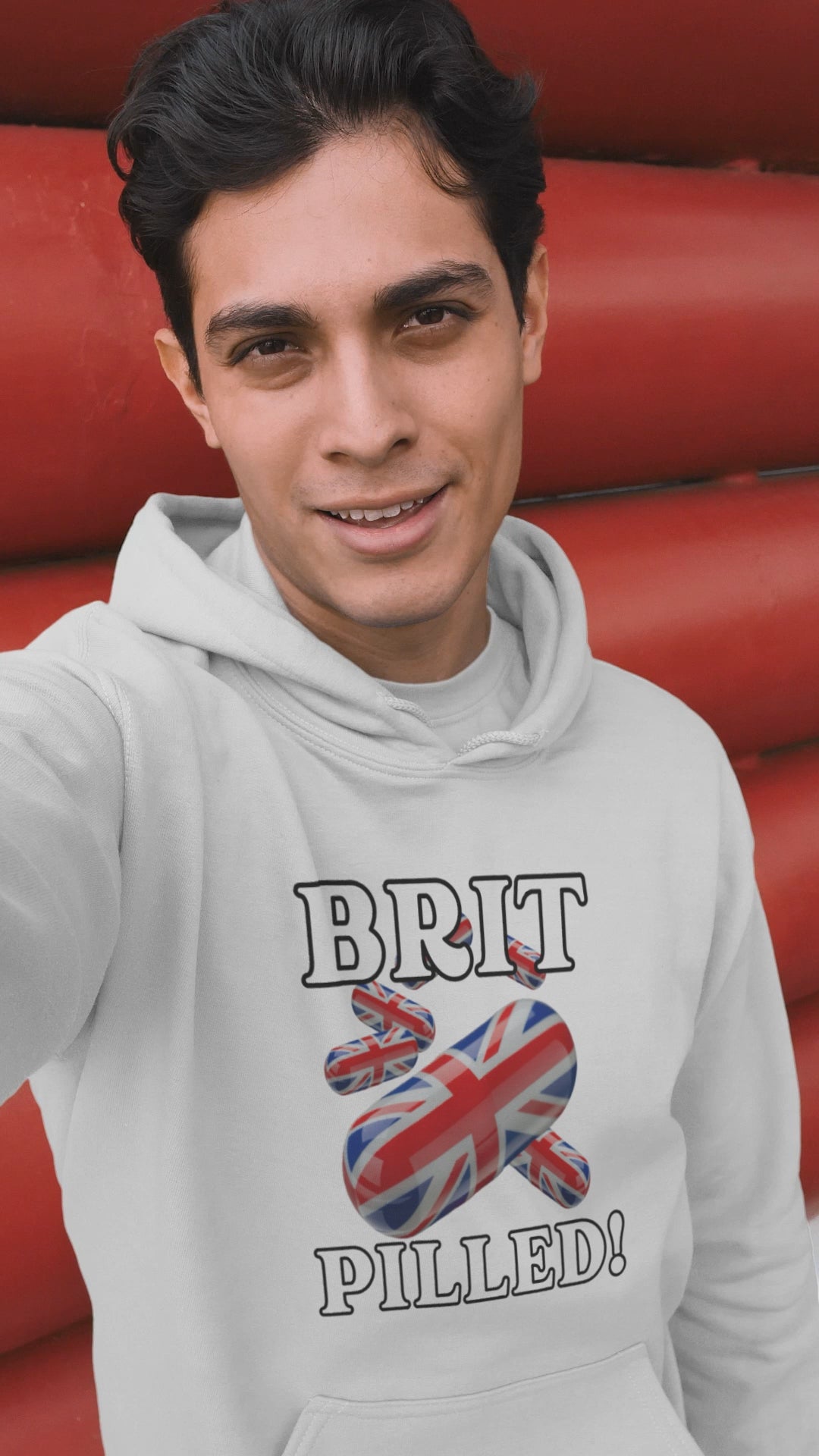 Unisex Hoodie with 'BRIT PILLED!' Design, College Spirit Wear, British Pride Clothing, Comfy Casual Sweatshirt, Gift for Students & Alumni