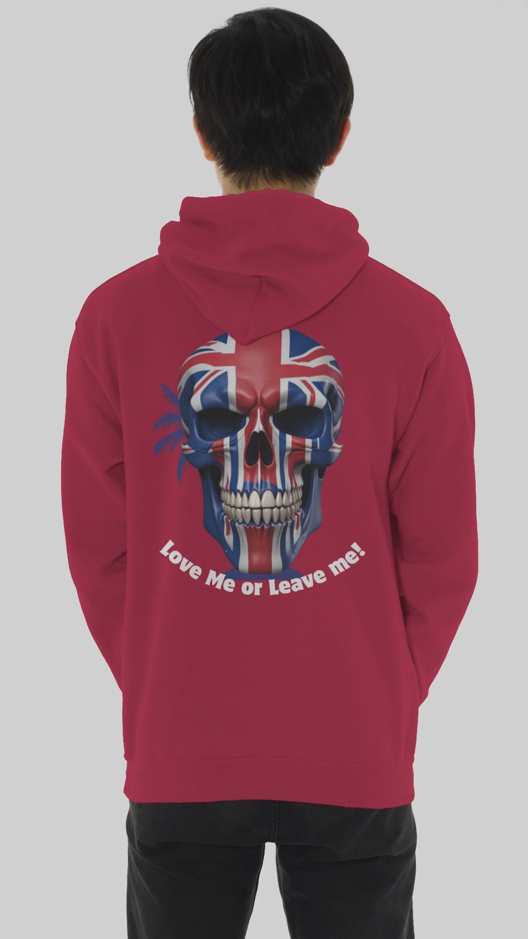Edgy Unisex Full Zip Hoodie, Skull Art, Love Me or Leave Me Quote, Casual Wear, Trendy Gift, Street Style