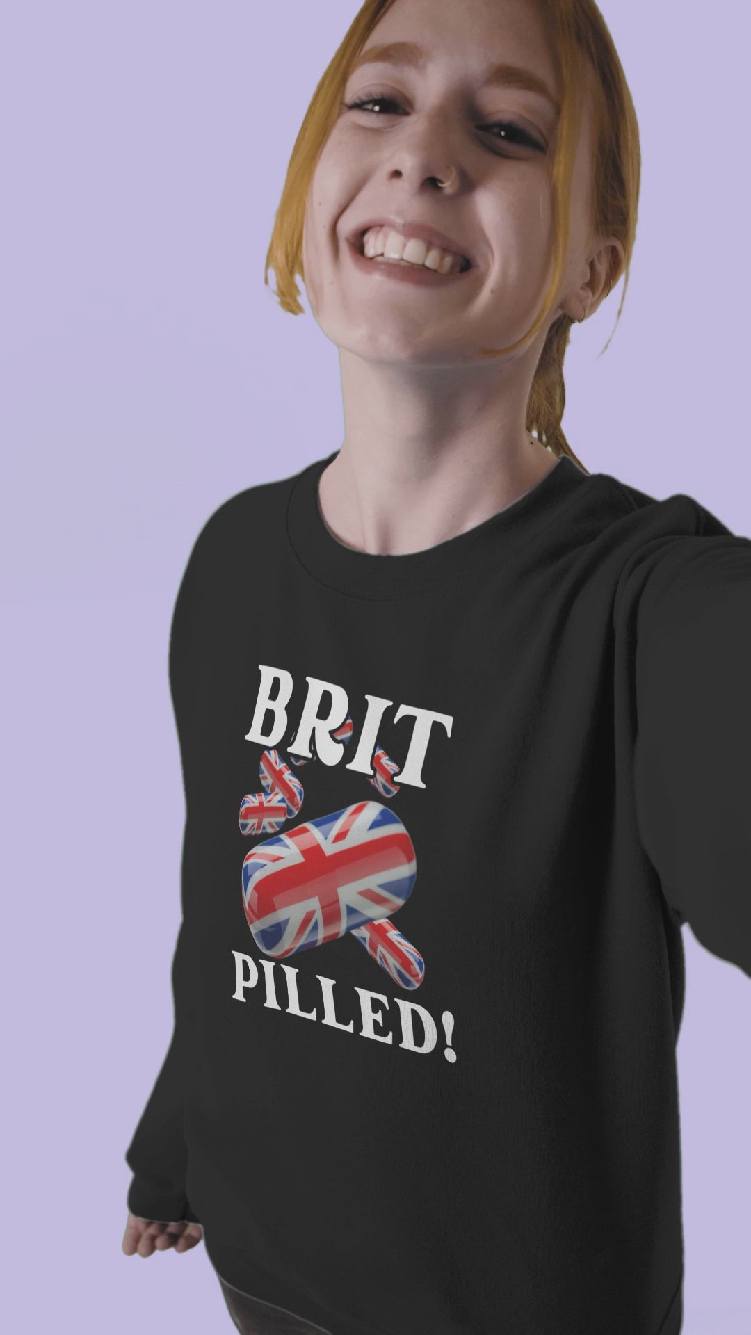 Unisex Sweatshirt with British Flag Design | Brit Pilled | Casual Wear, Unique Gift, Travel Souvenir, Statement Clothing