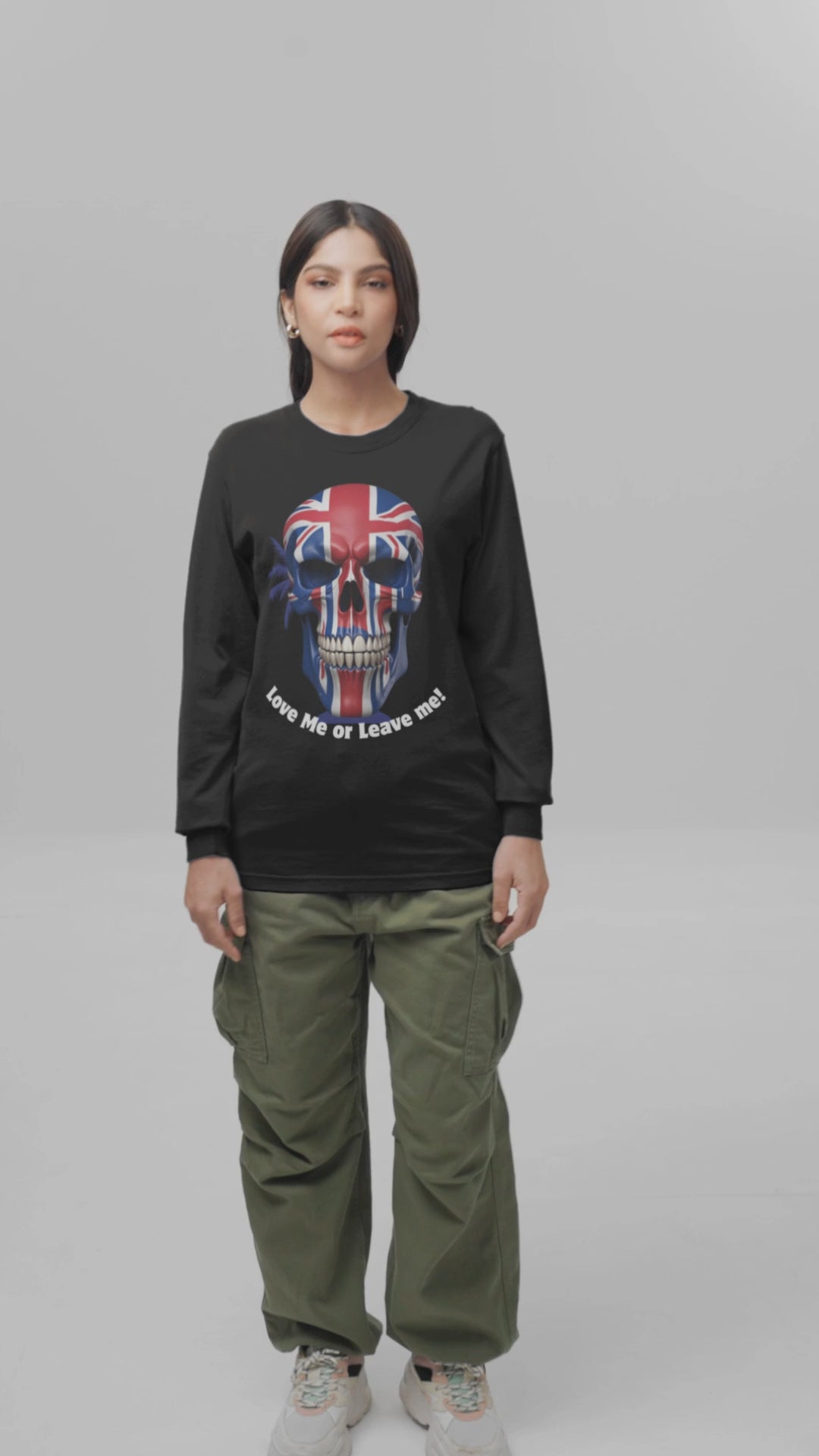 Patriotic Union Jack Skull Tee | Unisex Skull Long Sleeve, Trendy Graphic Tee, Hooded Shirt, Casual Wear, Gift for Music Lovers