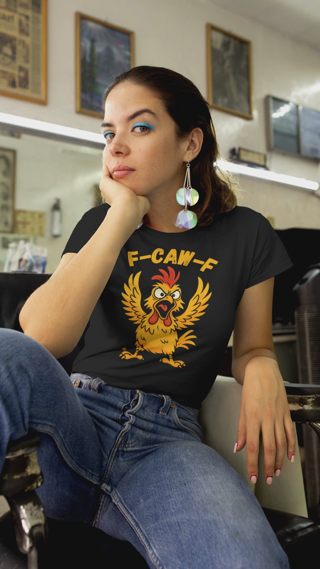F-Caw-F Chicken Unisex Heavy Cotton Tee, Funny Graphic Tee, Animal Lover Gift, Quirky Shirt, Casual Wear, Birthday Surprise