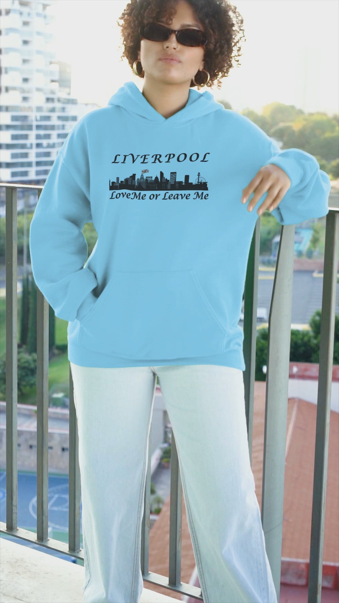 Liverpool Skyline Love or Leave Unisex College Hoodie, Cozy Sweatshirt, Perfect for College, Liverpool Fans, Casual Wear
