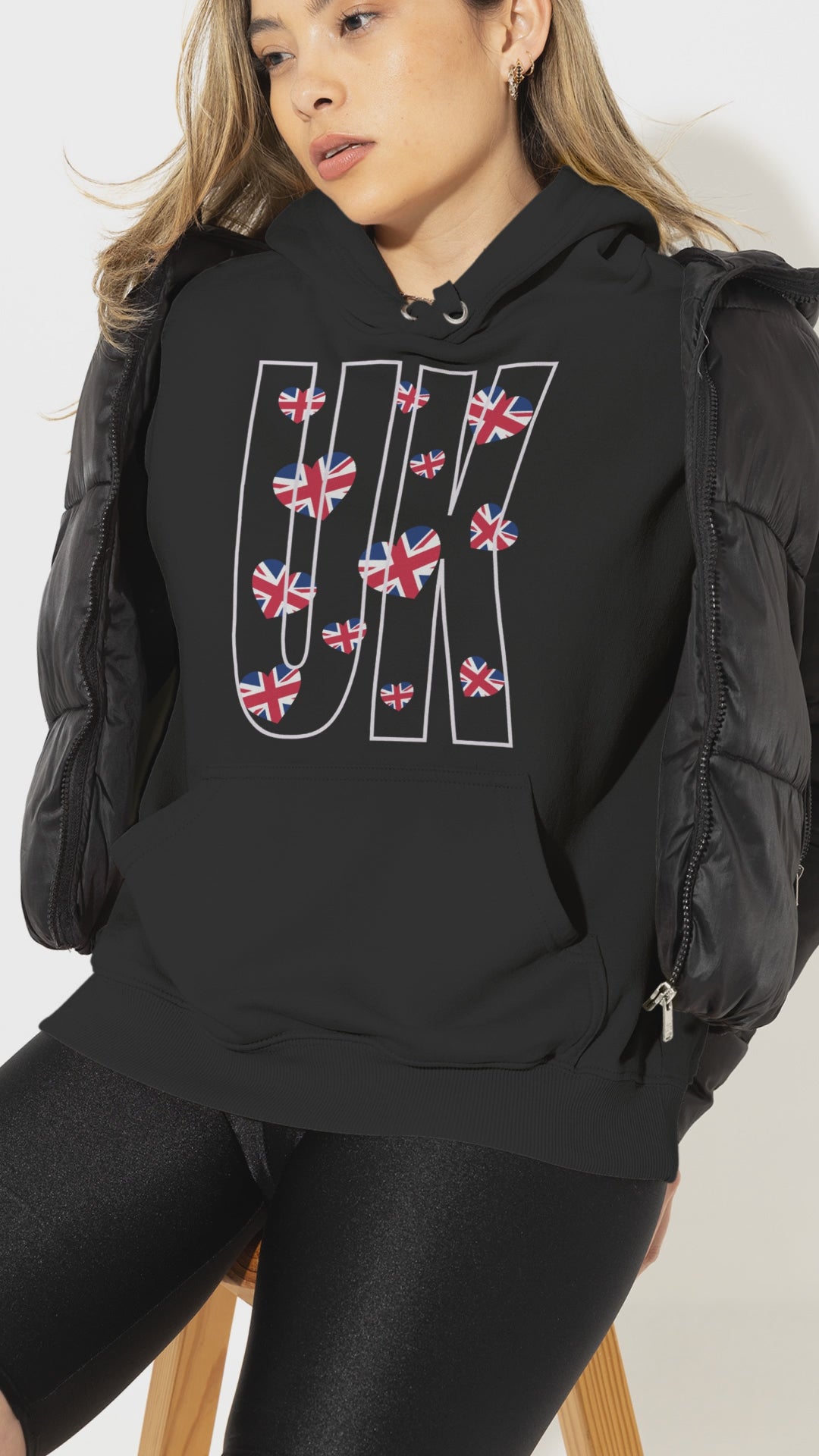 British Hearts Unisex College Hoodie, Cute Hoodie, Gift for Students, Cozy Sweatshirt, School Spirit Wear, Casual Fashion