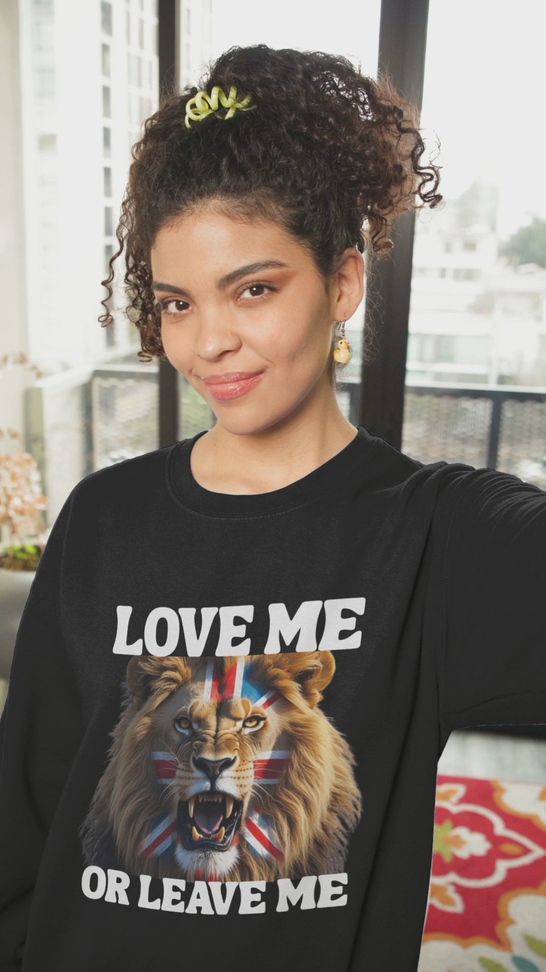 Fierce Patriotic Lion Sweatshirt - Unisex, Love Me or Leave Me, Streetwear, Gift for Animal Lovers, Casual Outfit