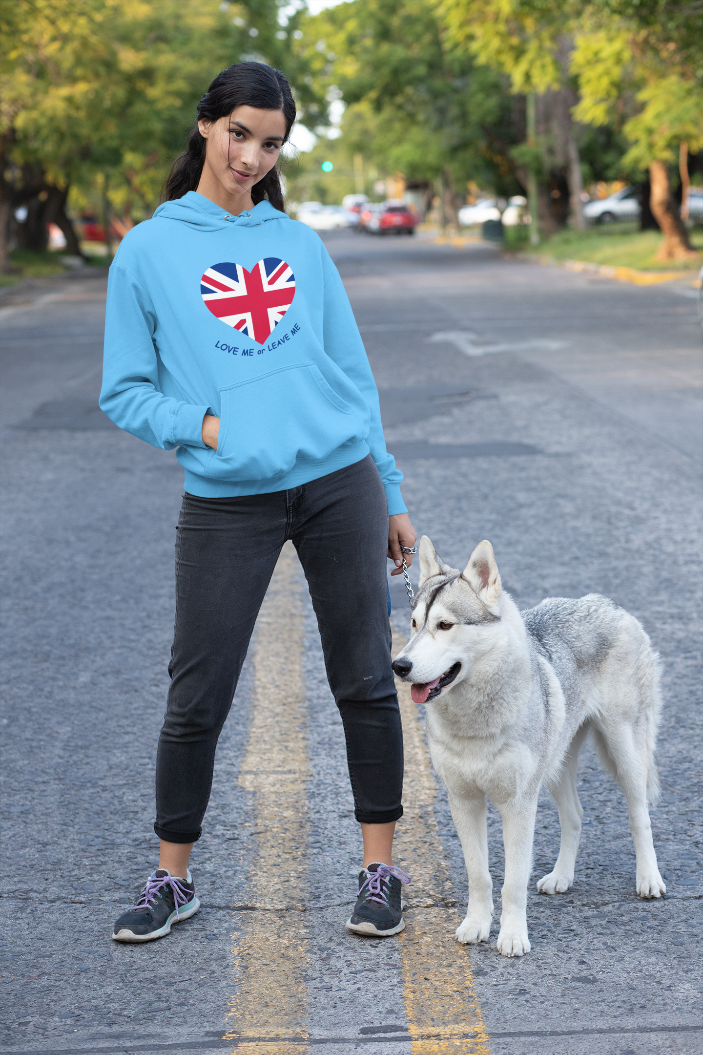 Unisex College Hoodie with British Heart Design, Cozy Casual Wear, Perfect for Gifts, College Events, and Everyday Style