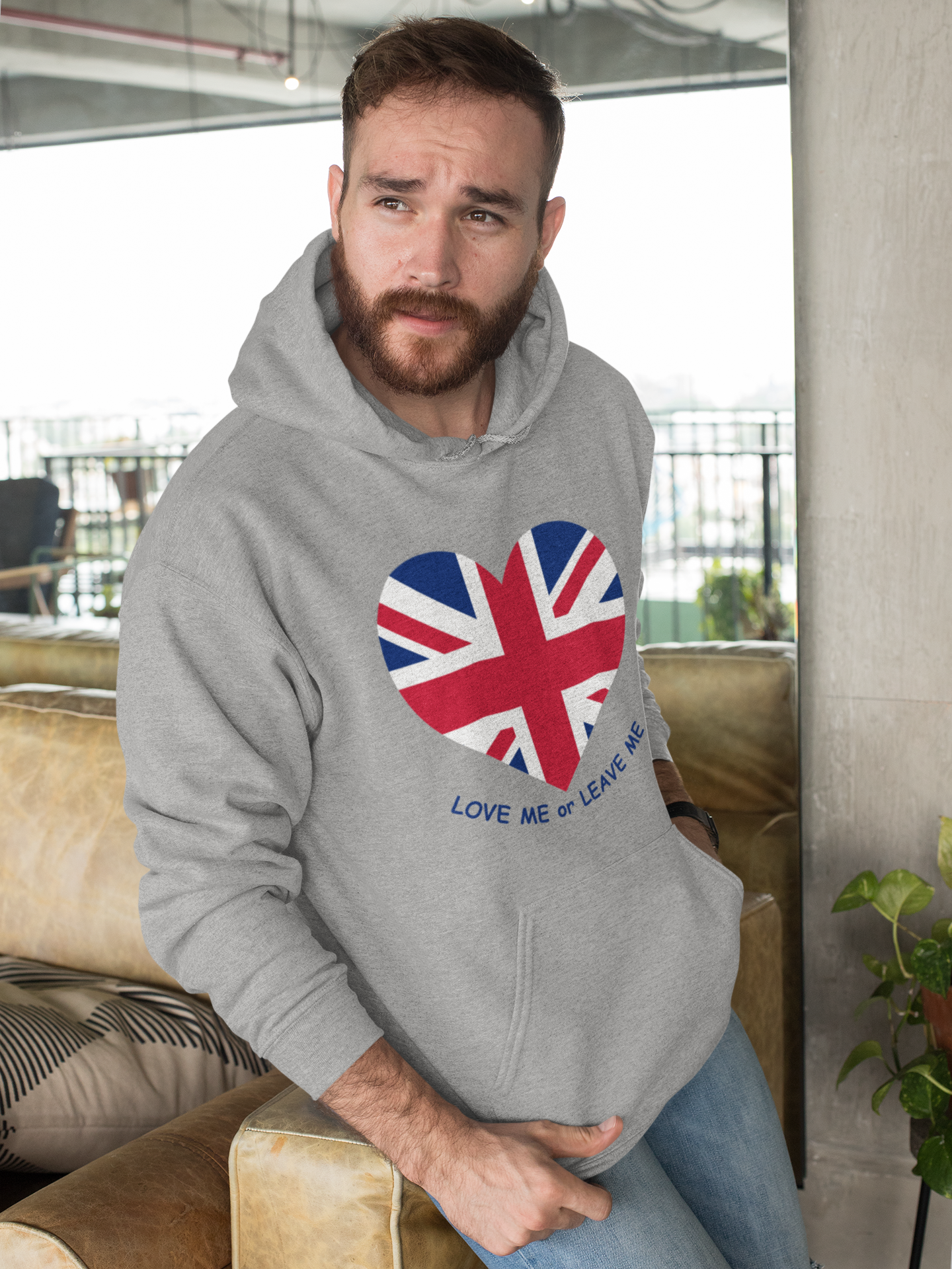 Unisex College Hoodie with British Heart Design, Cozy Casual Wear, Perfect for Gifts, College Events, and Everyday Style