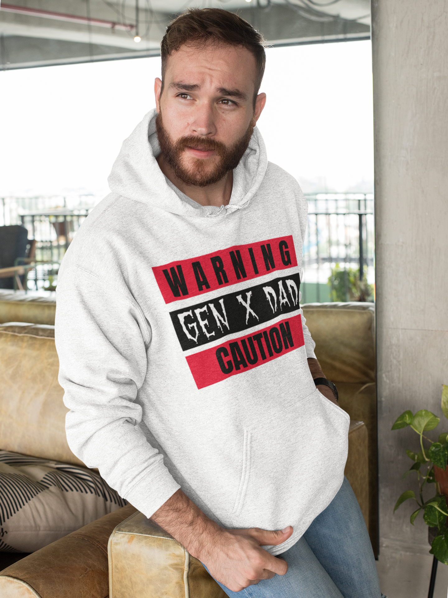 GEN X DAD Caution Hoodie, Funny Fathers Day Gift, Unisex Hoodie, Casual Weekend Wear, Dad Humour Apparel.