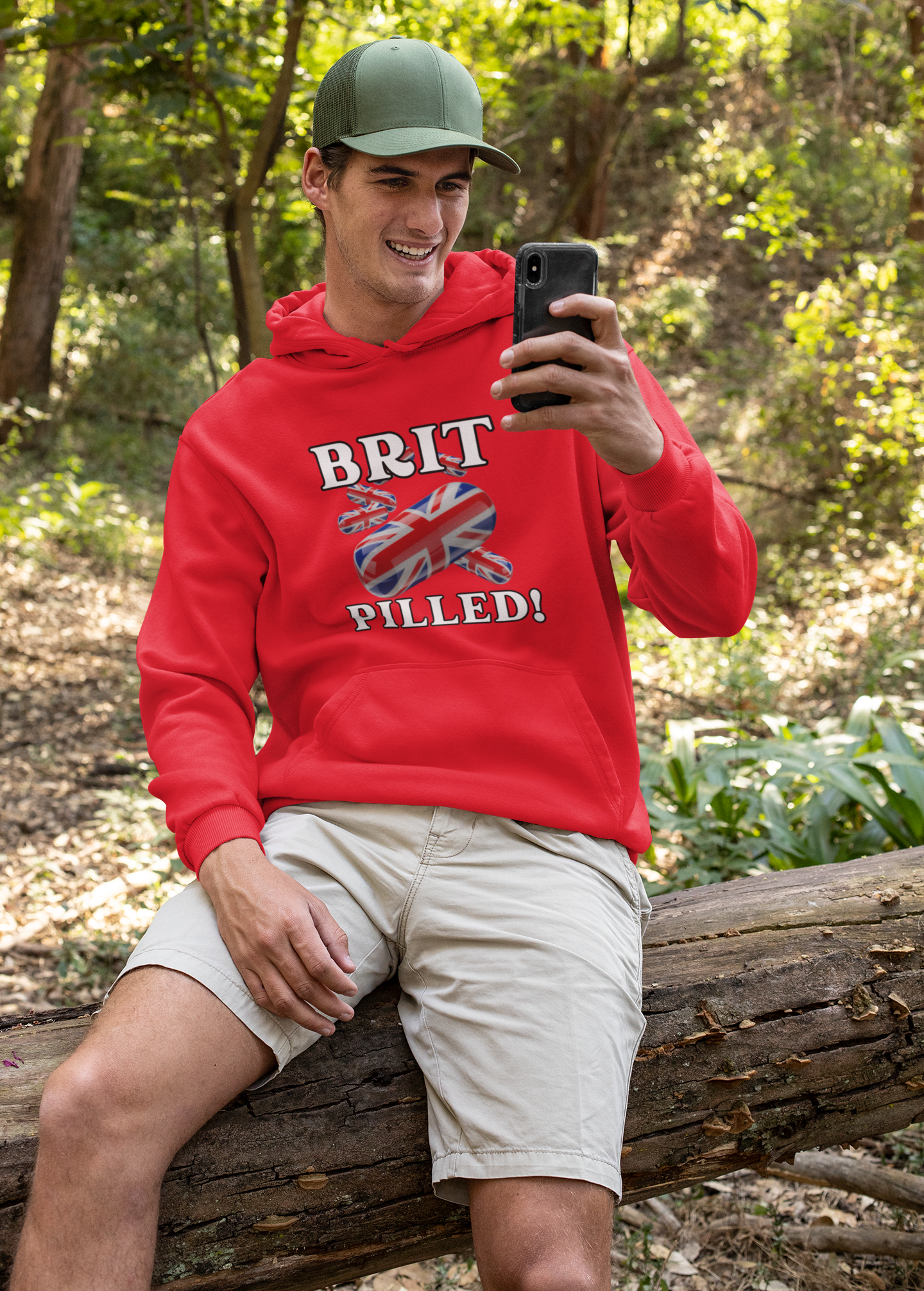 Unisex Hoodie with 'BRIT PILLED!' Design, College Spirit Wear, British Pride Clothing, Comfy Casual Sweatshirt, Gift for Students & Alumni