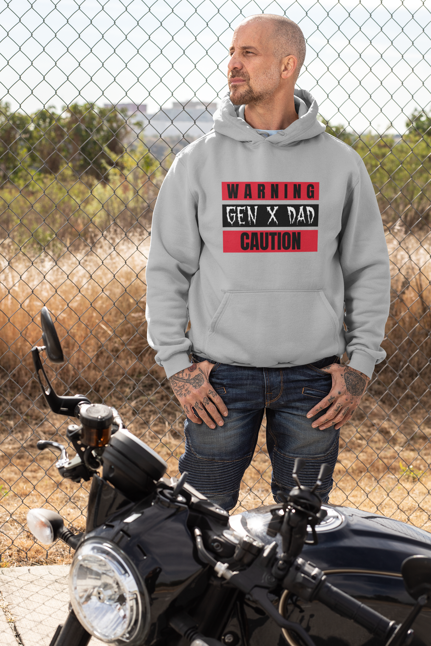 GEN X DAD Caution Hoodie, Funny Fathers Day Gift, Unisex Hoodie, Casual Weekend Wear, Dad Humour Apparel.