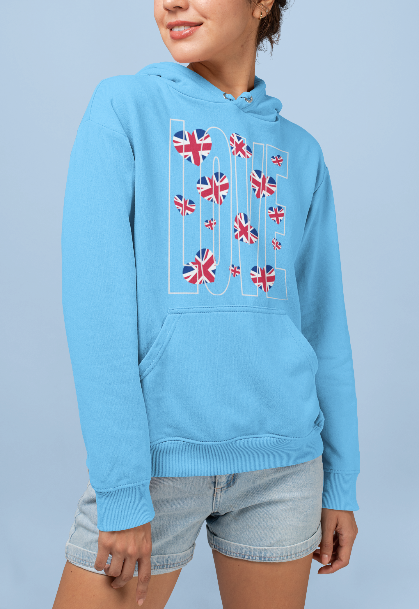 British Hearts Unisex College Hoodie, Cozy Fashion Pullover, UK Pride Apparel, Perfect Gift for Students, Casual Wear
