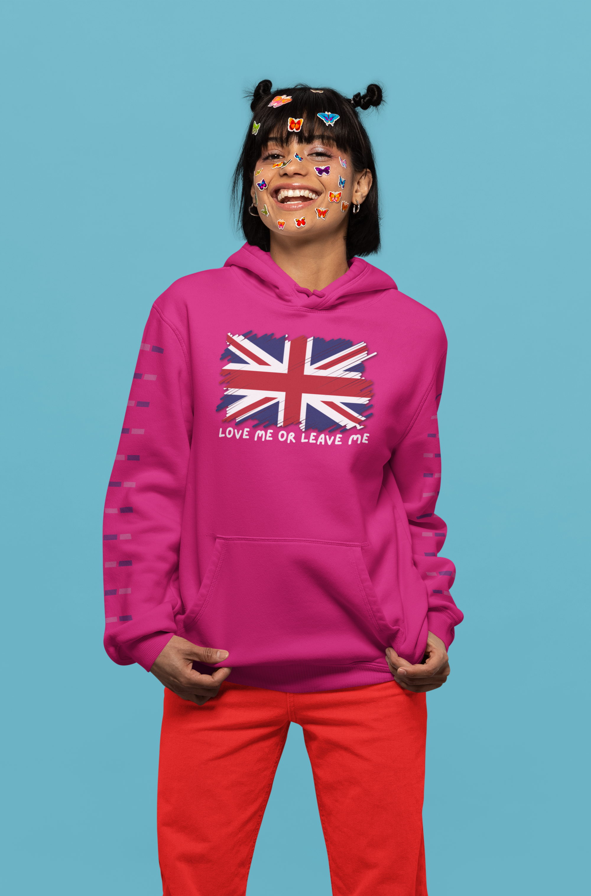 Union Jack Graphic Hoodie, British Pride Sweatshirt, Unisex College Apparel, Casual Everyday Wear, Great for Gifts