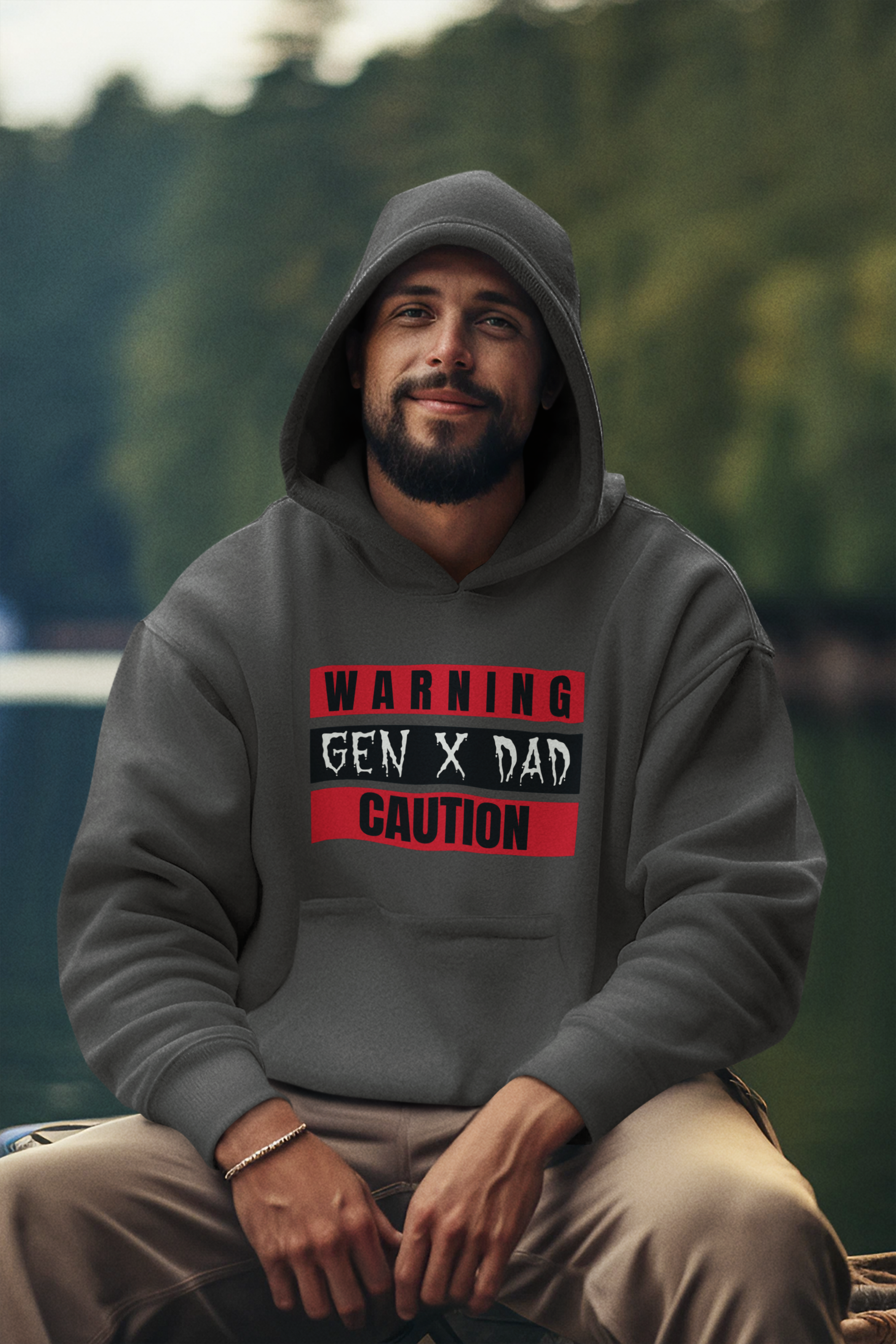 GEN X DAD Caution Hoodie, Funny Fathers Day Gift, Unisex Hoodie, Casual Weekend Wear, Dad Humour Apparel.